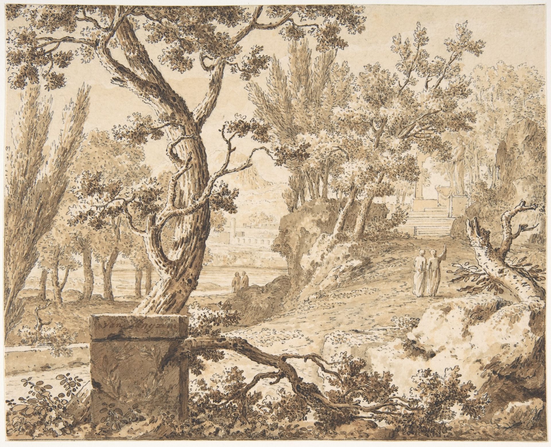 Arcadian Landscape with Figures by Johannes de Bosch