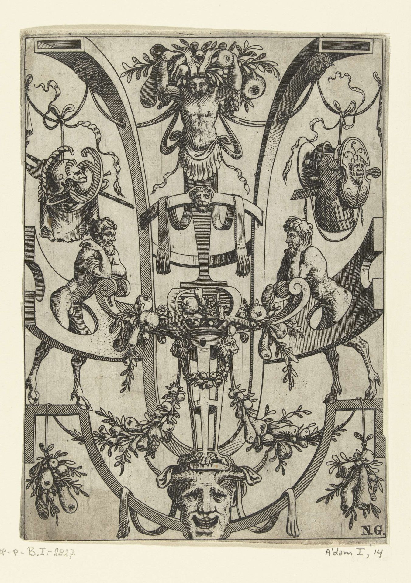 Vlakdecoratie met rolwerk by Anonymous