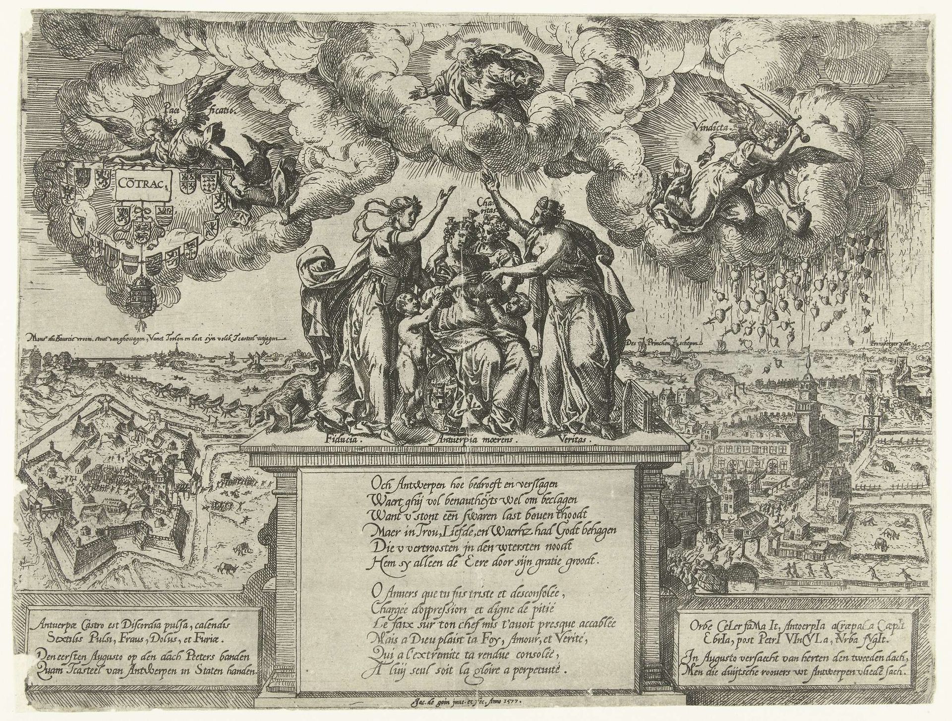 Allegorie op de verovering van de citadel te Antwerpen, 1577 by Jacques de (I) Gheyn