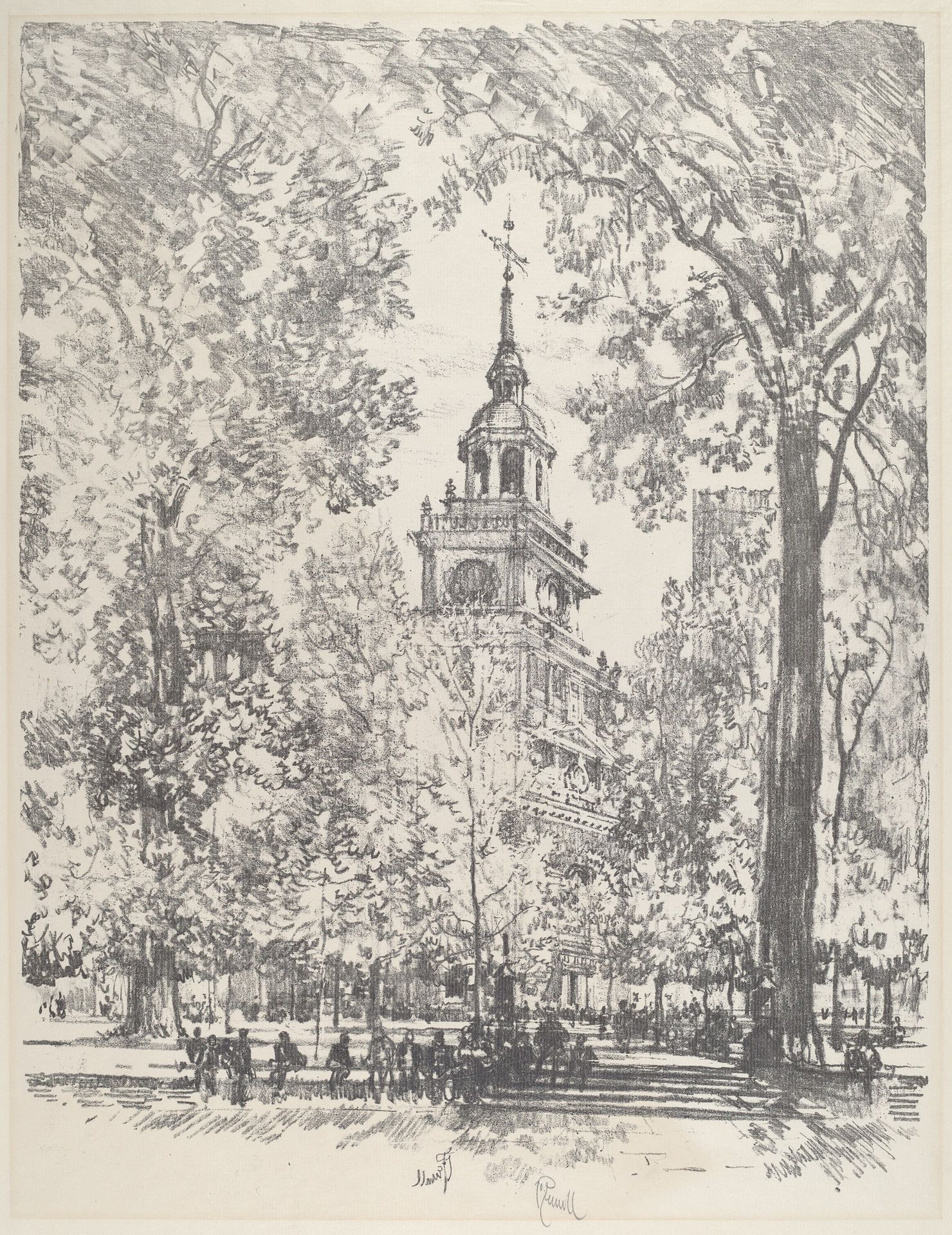 Independence Square and the State House by Joseph Pennell