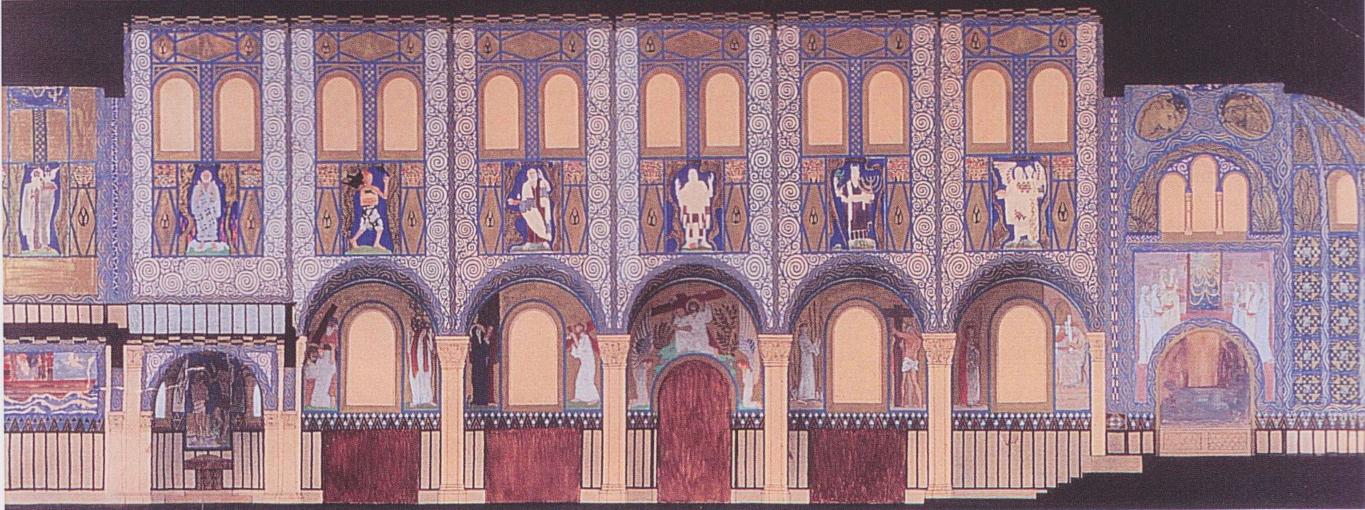 Holy Spirit Church in Düsseldorf, design for the left side wall by Koloman Moser