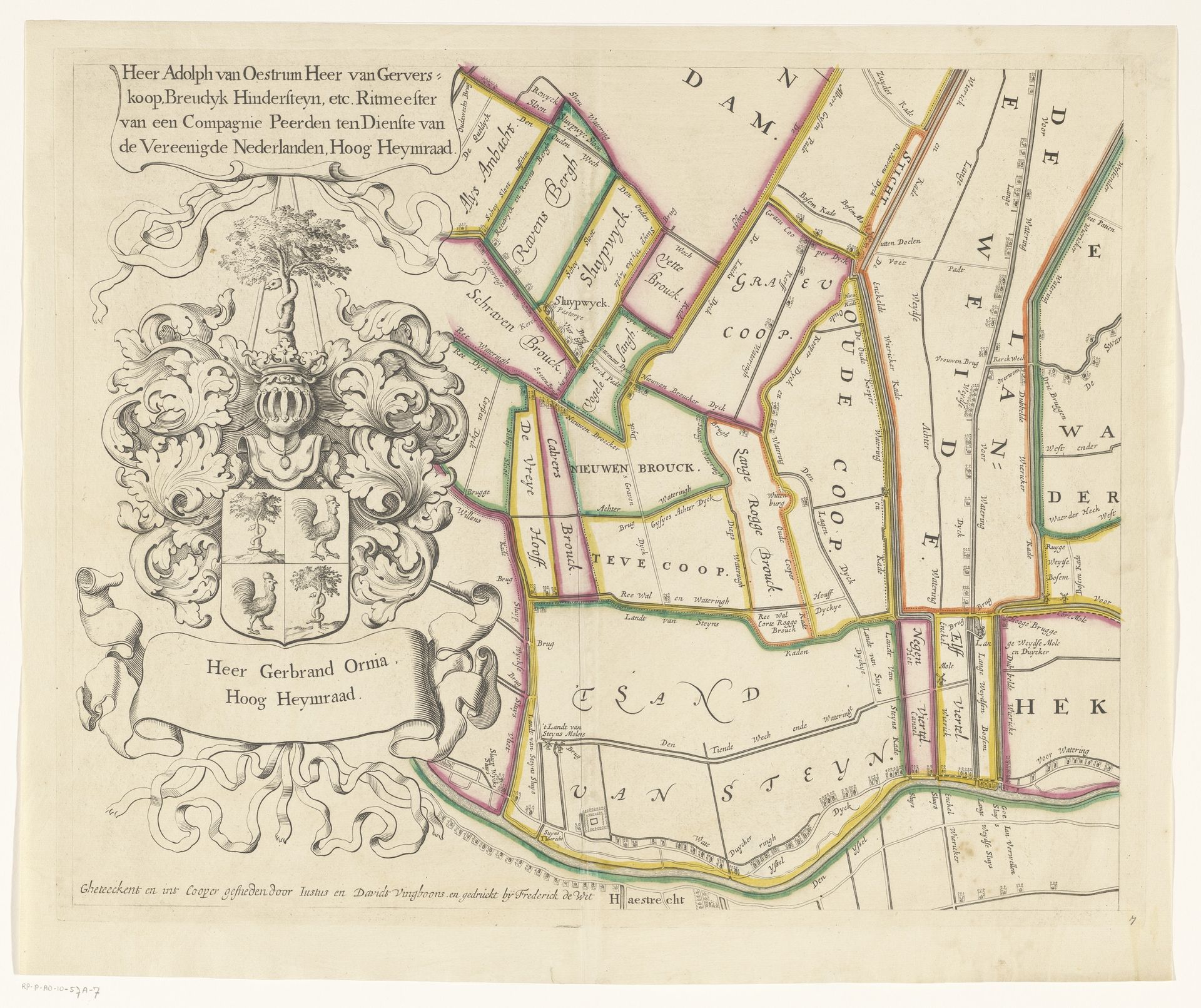 Kaart van het Hoogheemraadschap van Woerden (zevende deel) by Justus Vinckboons