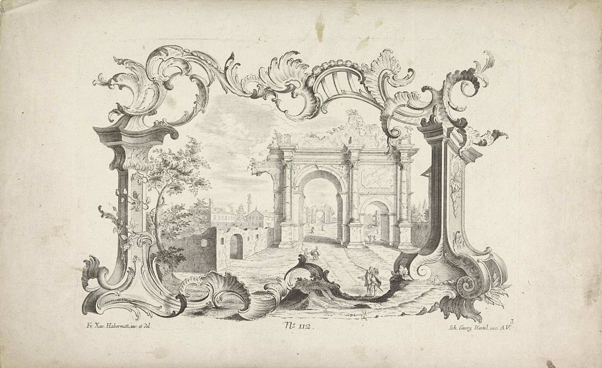 Ruïnes in rocaille cartouche by Emanuel Eichel