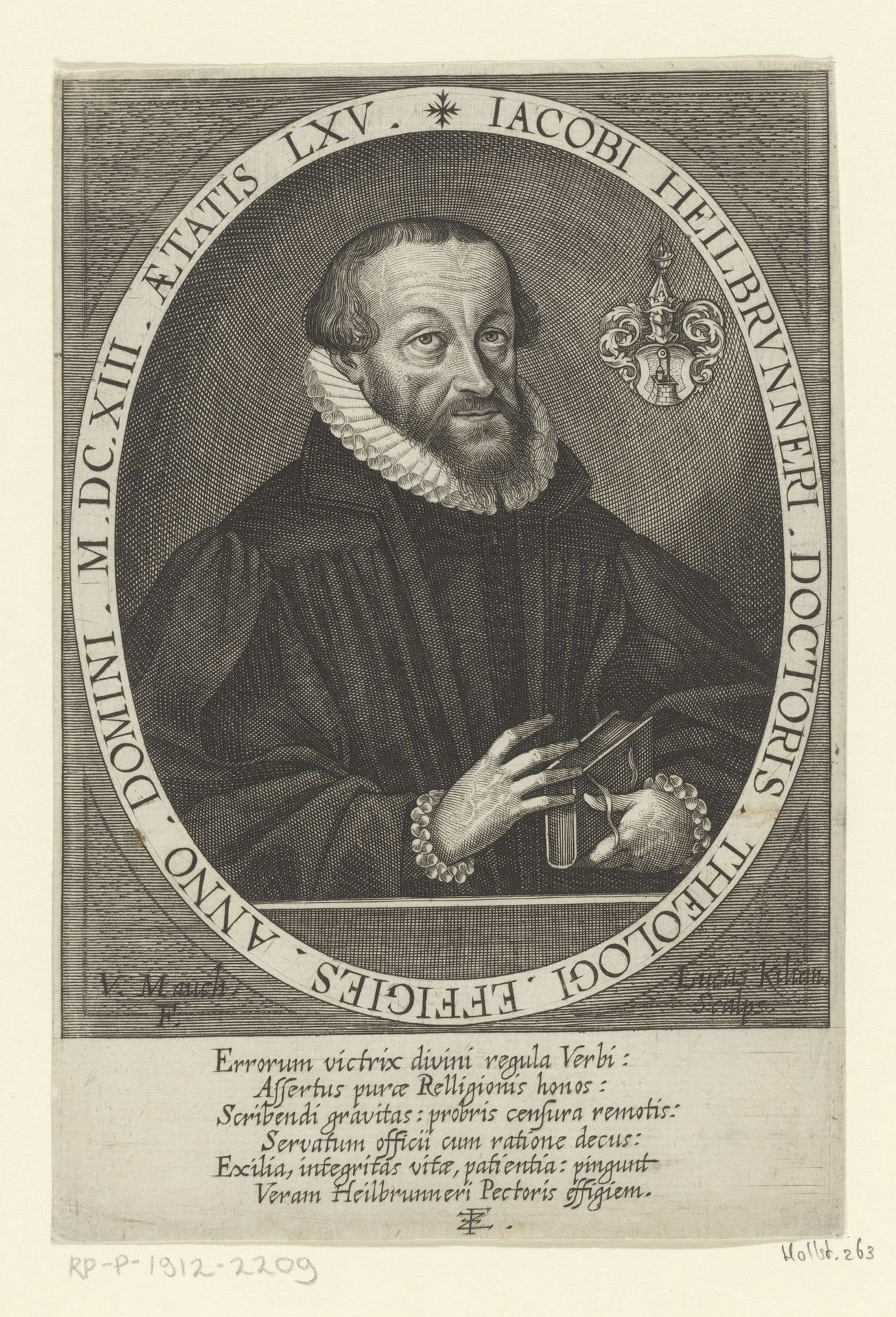 Portret van Jacob Heilbrunner op 65-jarige leeftijd by Lucas Kilian