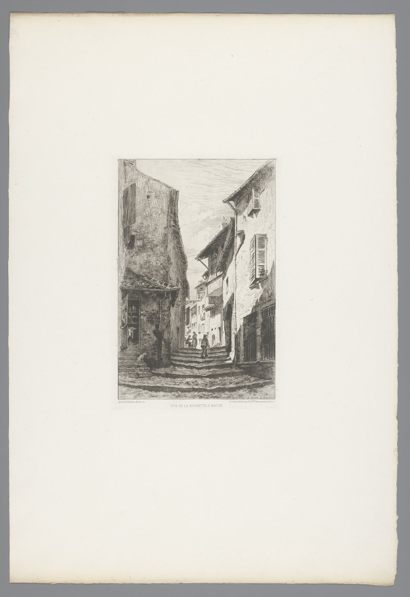 Gezicht op een straat in Mâcon by Alfred Louis Brunet-Debaines