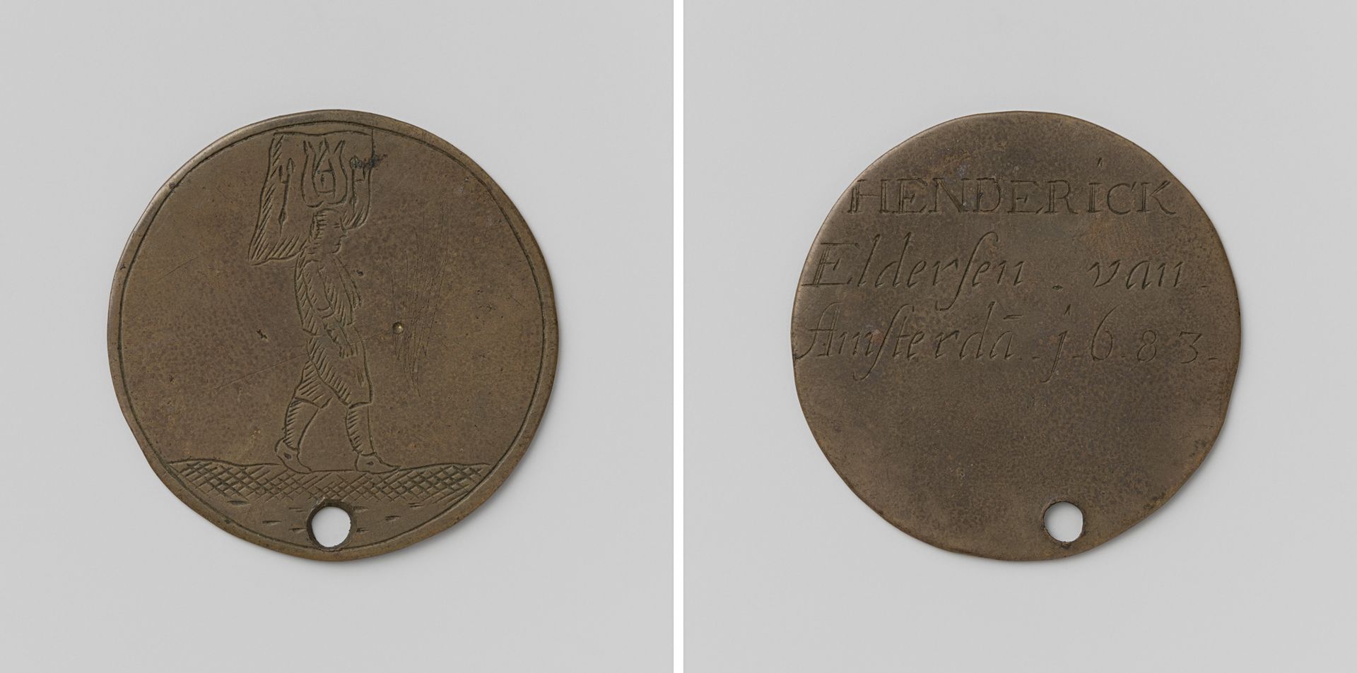 Korendragers- en -stortersgilde van Amsterdam, gildepenning van Henderick Eldersen van Amsterdam by Anonymous