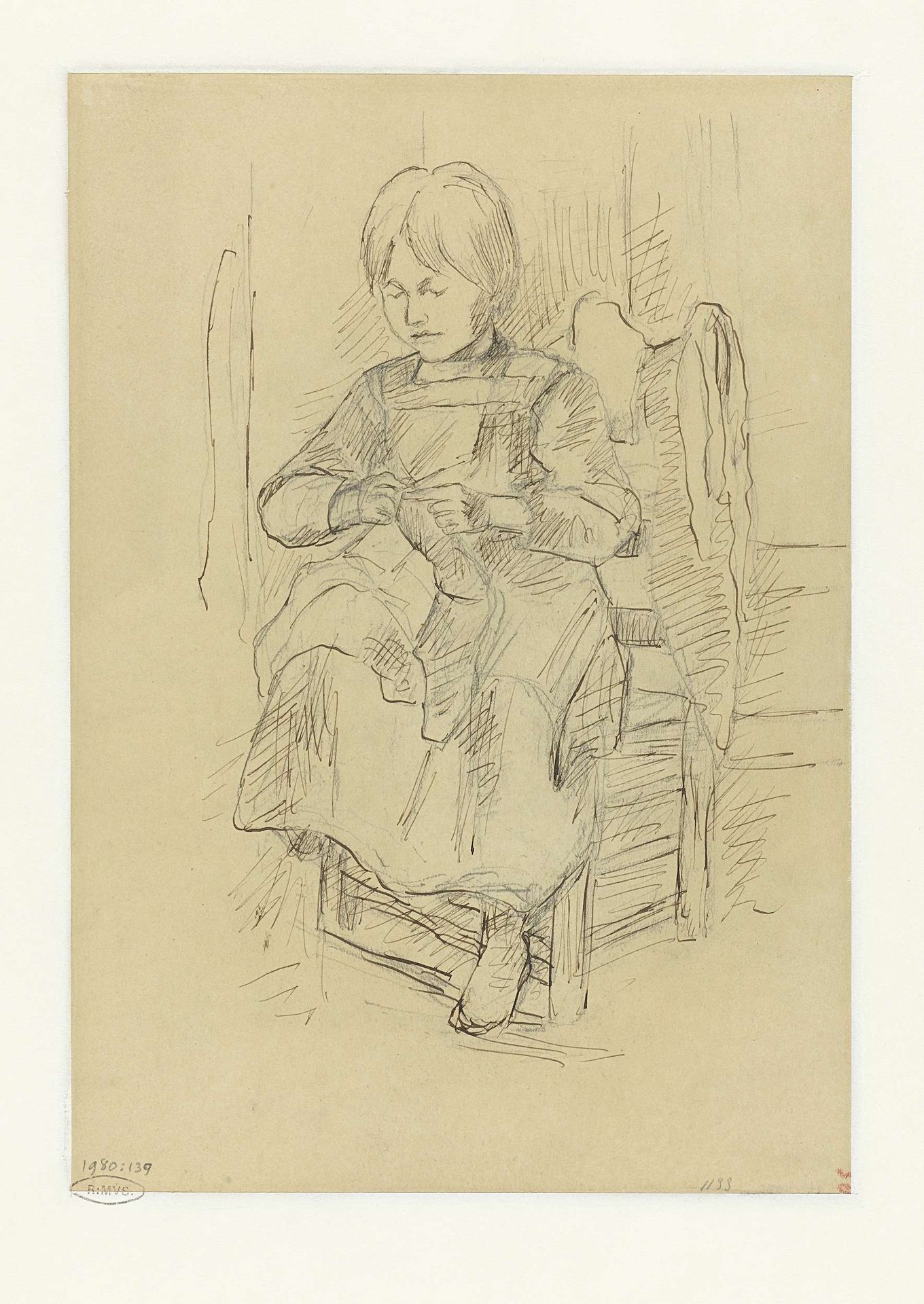 Breiend meisje by Jozef Israëls