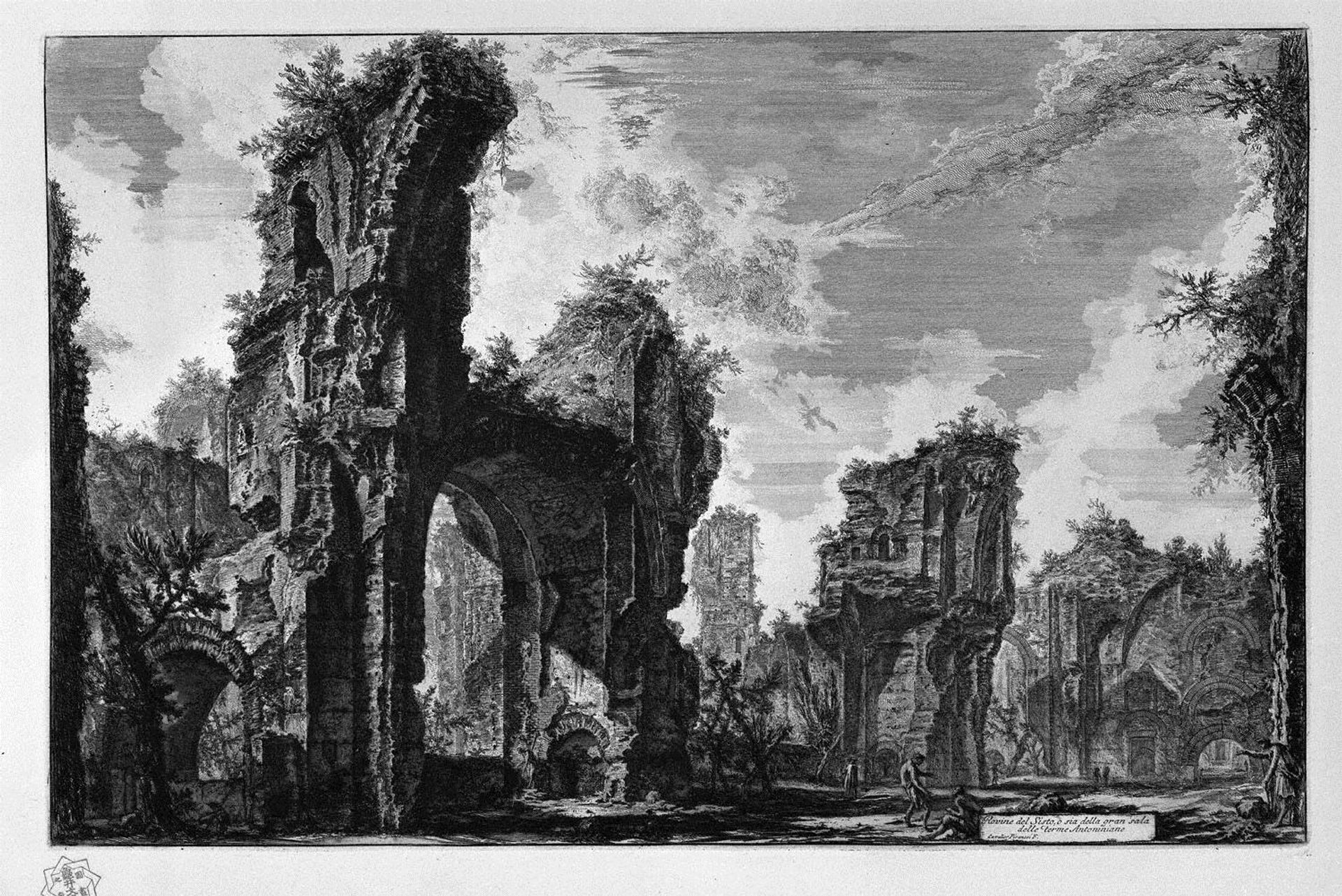 Ruins of Sixtus, or both of the great hall of the Antonine Baths by Giovanni Battista Piranesi