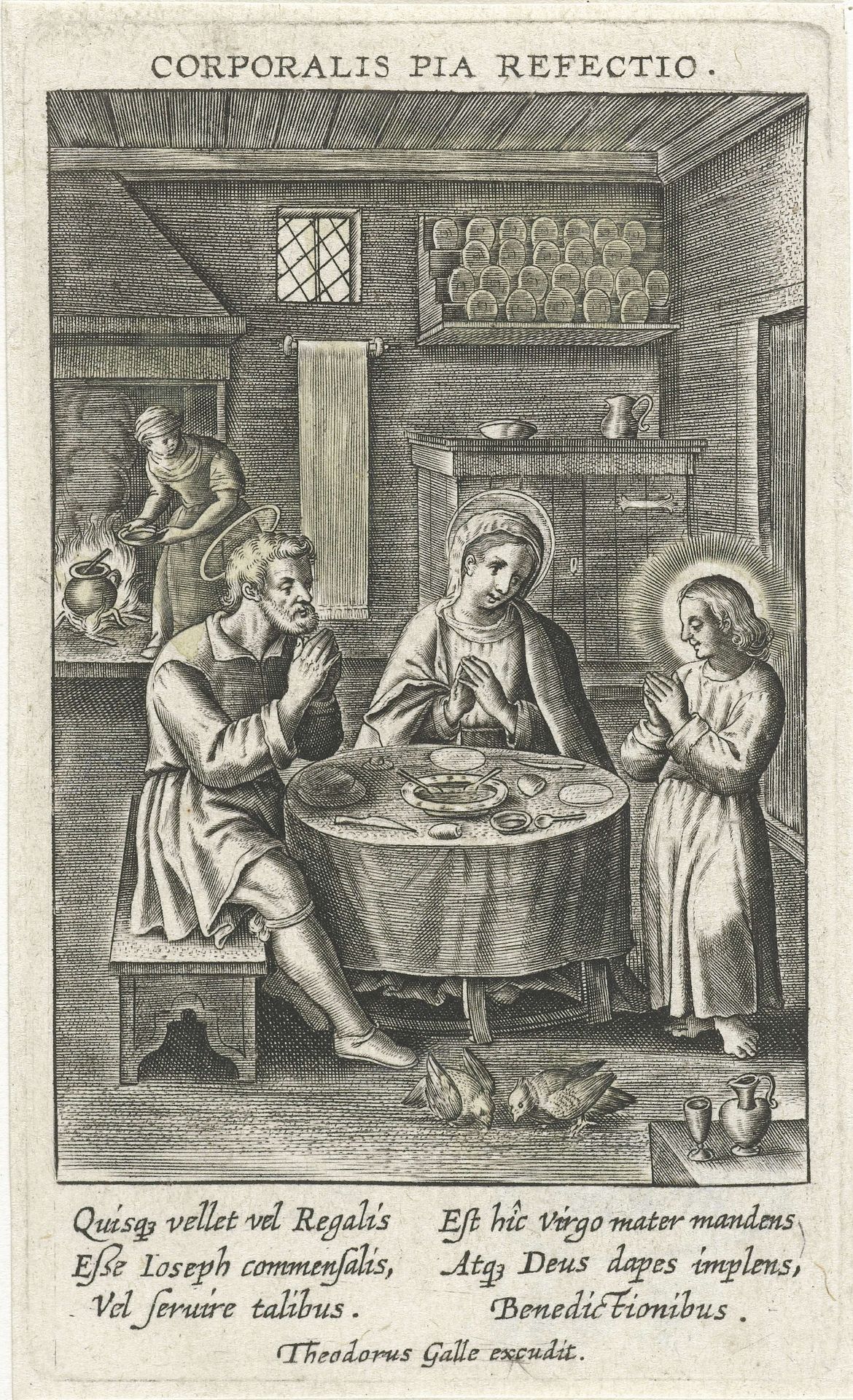 Christus bidt voor het eten by Theodoor Galle