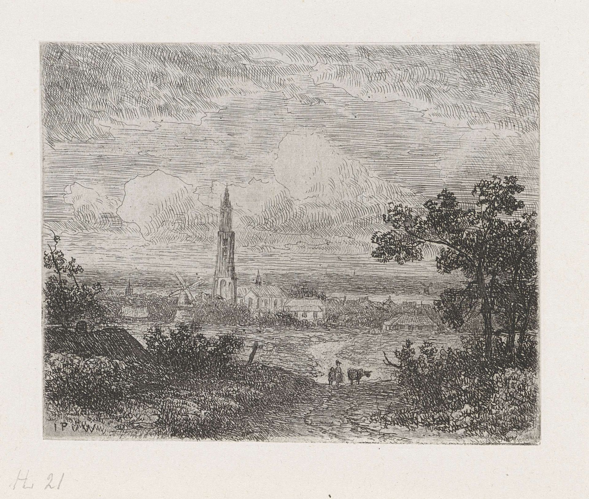 Gezicht op Rhenen(?) by Johannes Pieter van Wisselingh