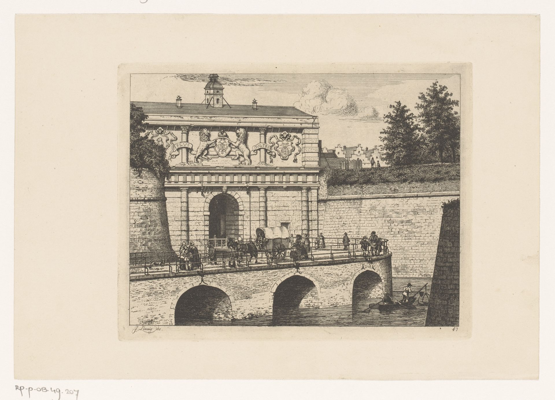 Gezicht op de Keizerspoort in Antwerpen by Jean Théodore Joseph Linnig