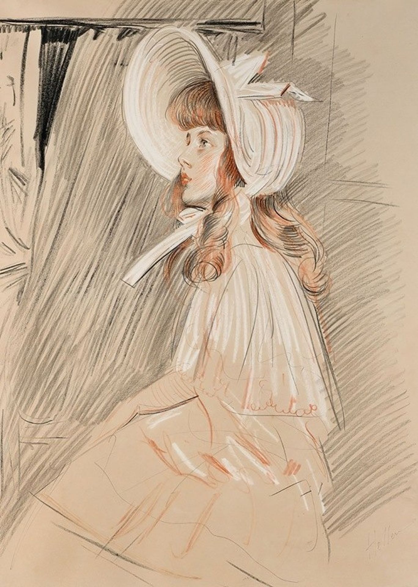 Fillette regardant vers le haut by Paul César Helleu