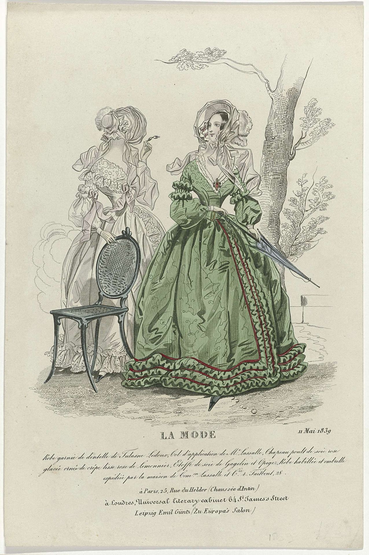 La Mode, 11 mai 1839 : Robe garnie de dentelle de Tulasne Ledoux (...) by Anonymous