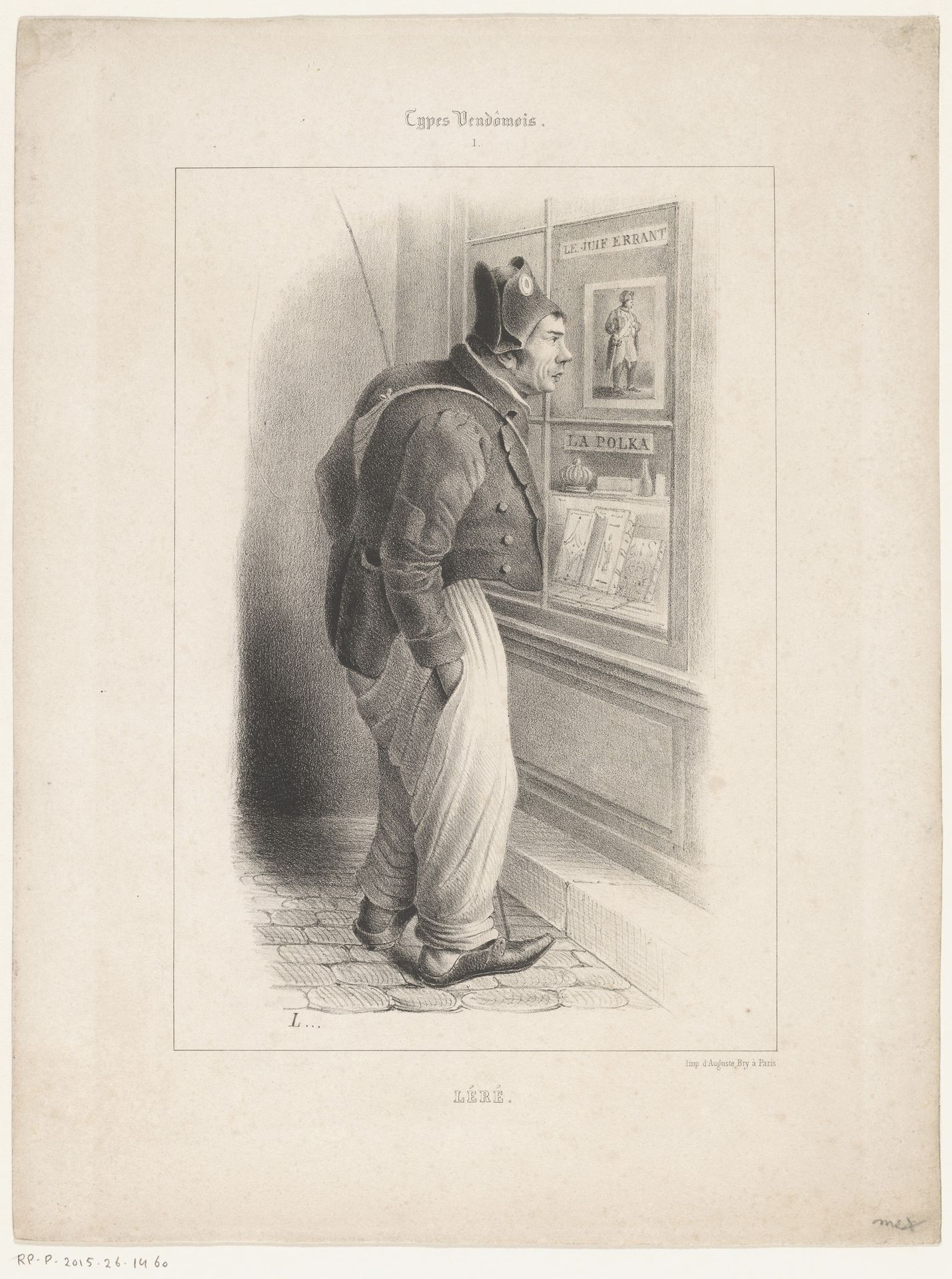 Soldaat uit Léré voor een etalage by Auguste Bry