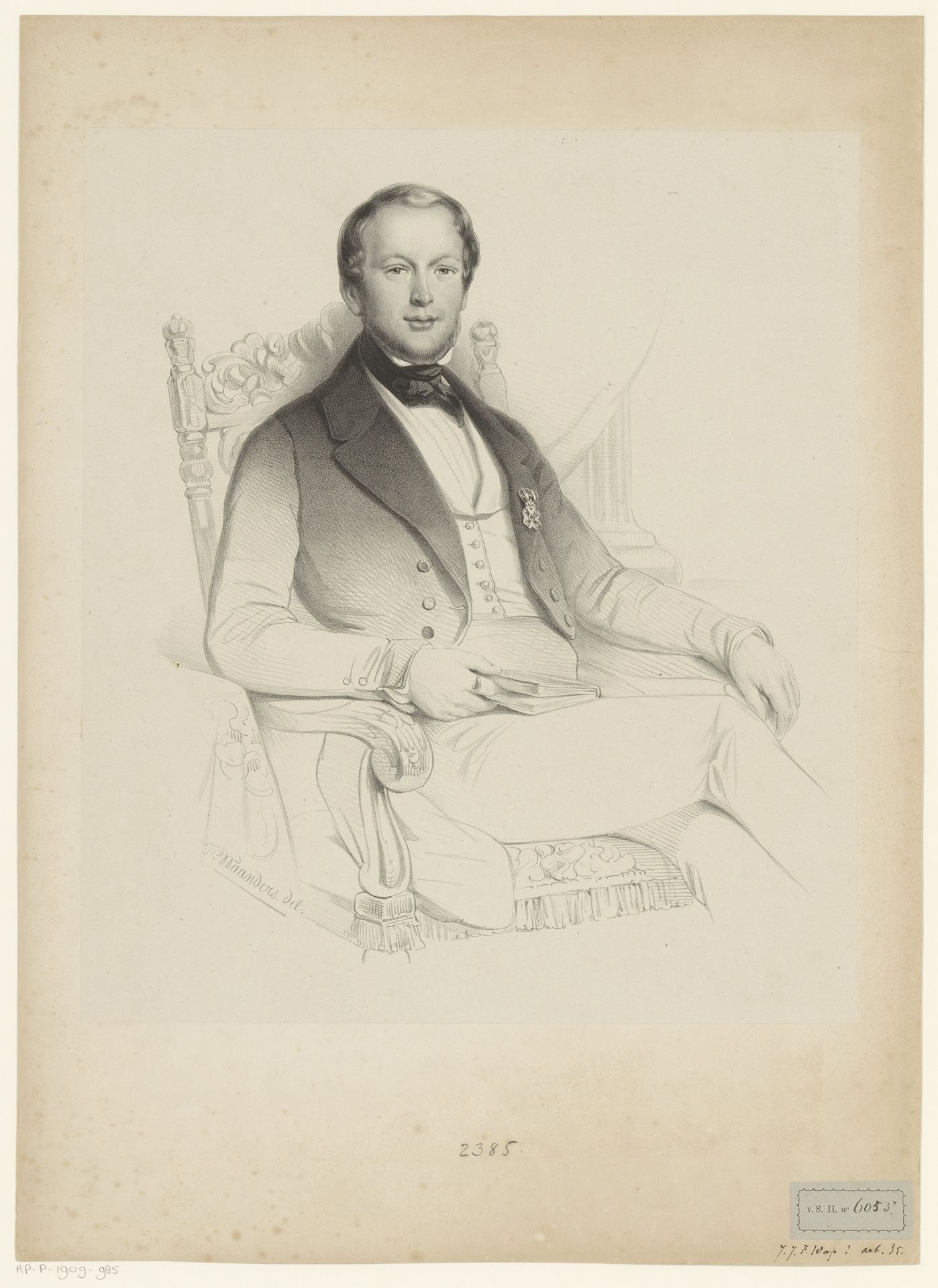 Portret van onbekende man by Franciscus Bernardus Waanders