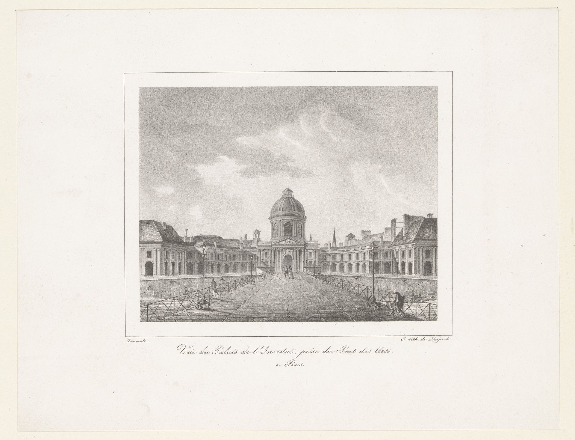Zicht op het Institut de France vanaf de Pont des Arts in Parijs by Jean-Baptiste Arnout