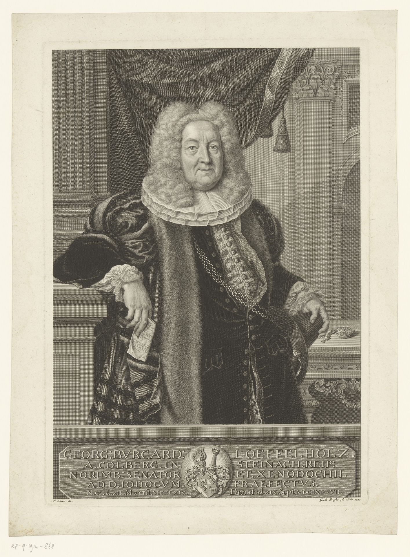 Portret van Georg Burkhard Löffelholz von Colberg (II) by Georg Martin Preissler