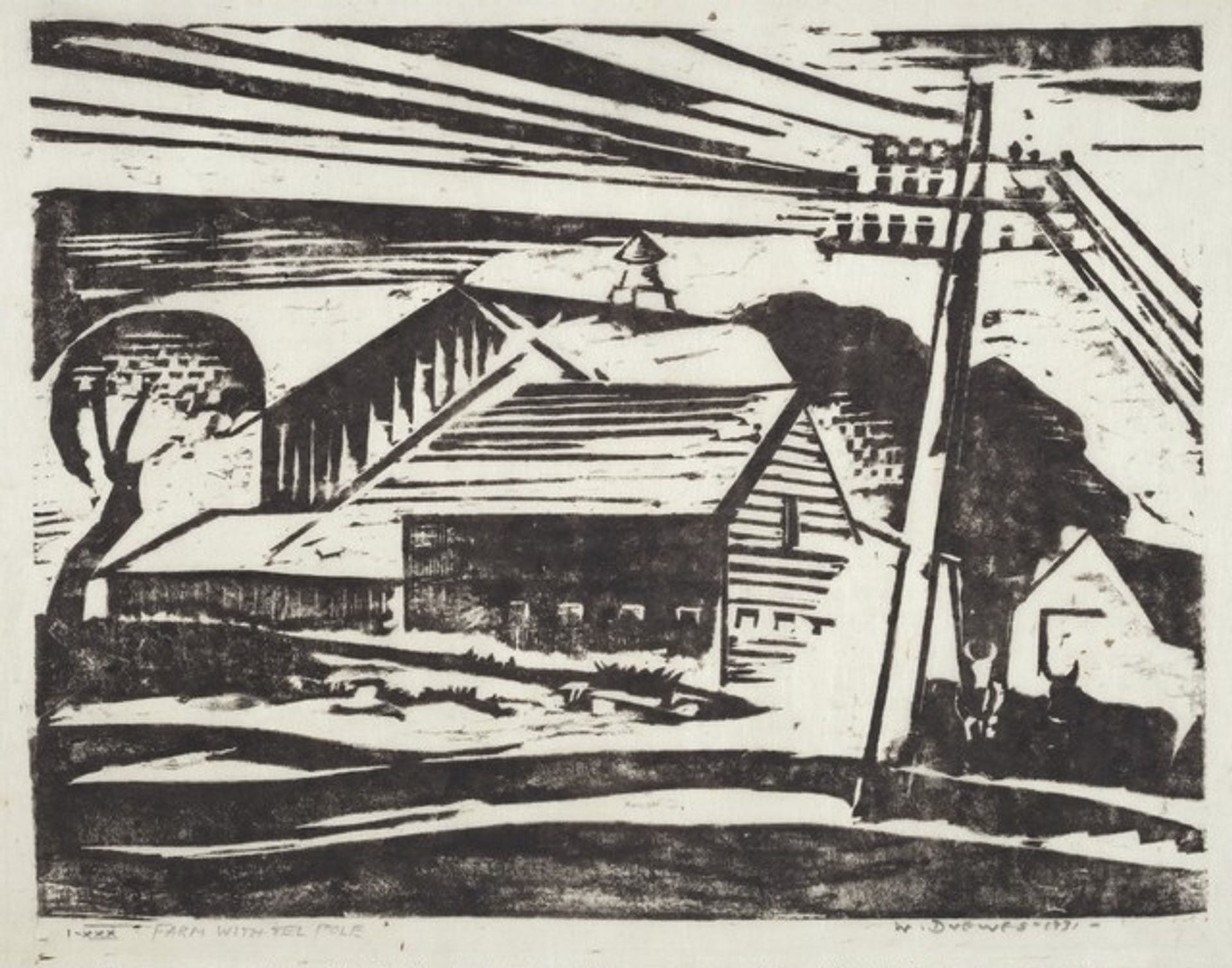 Farm with Telephone Pole by Werner Drewes