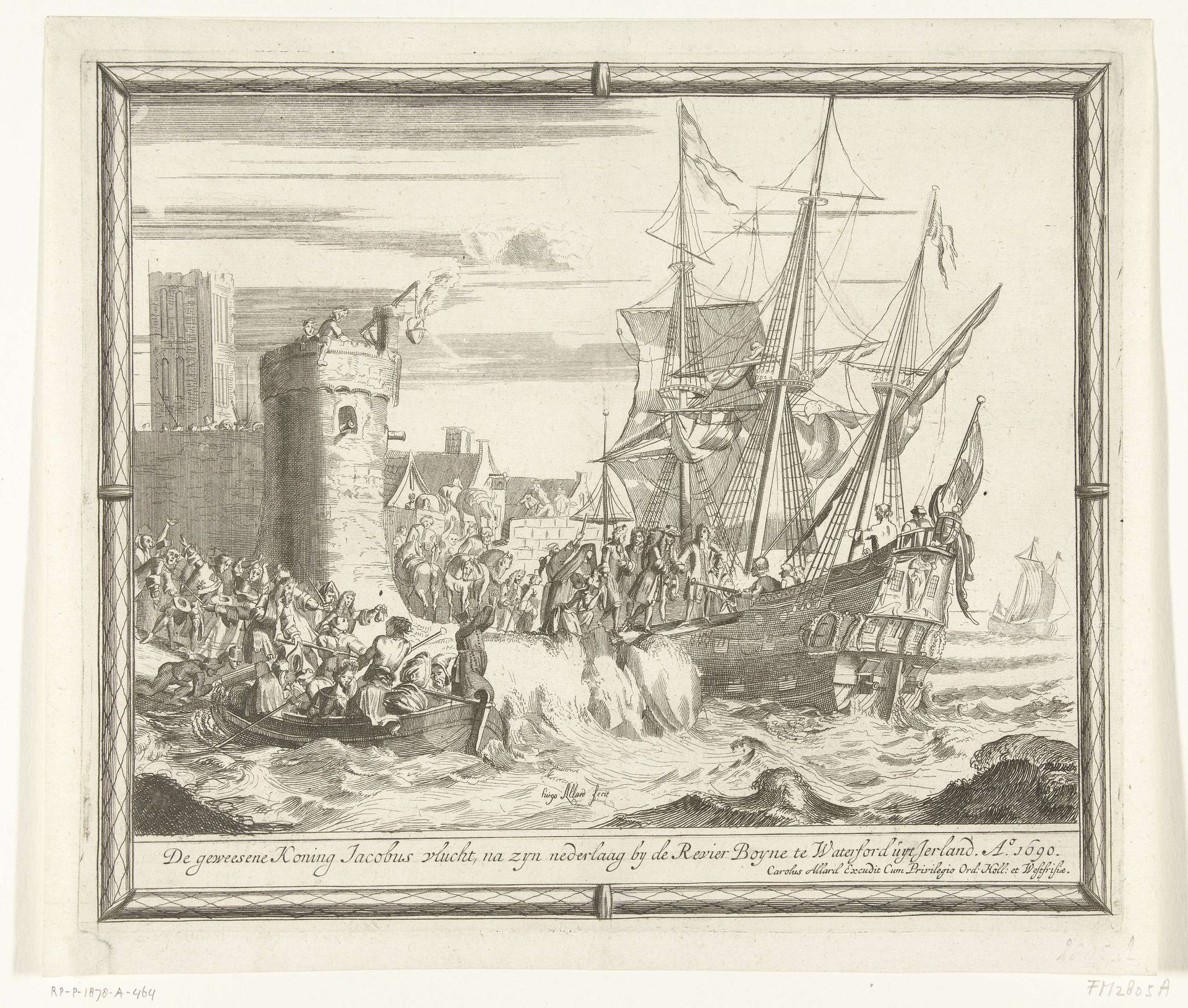 Vlucht van Jacobus na zijn nederlaag bij de Boyne, 1690 by Hugo Allard