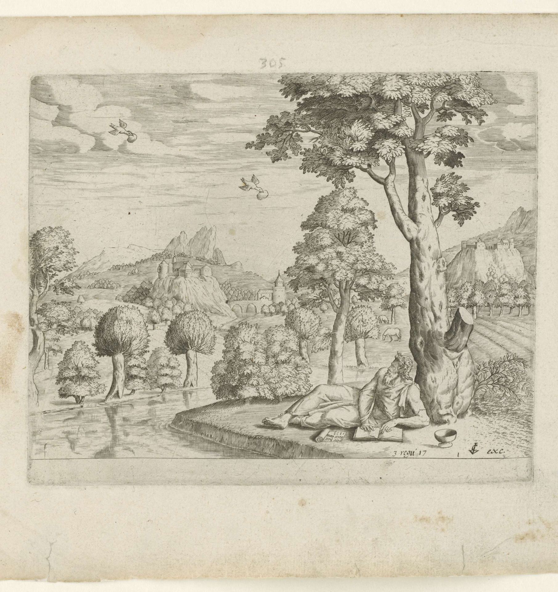 Elia door de raven gevoed by Pieter Bast