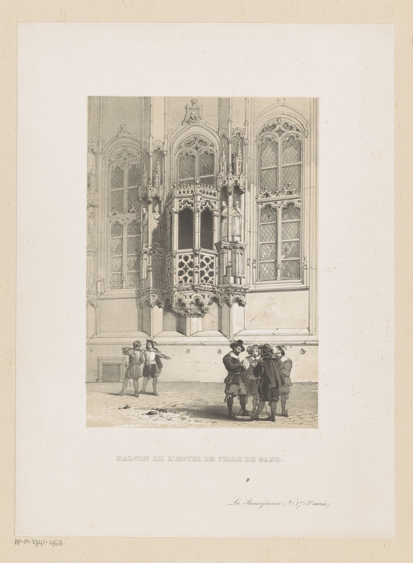 Gezicht op het stadhuis van Gent by Paulus Lauters