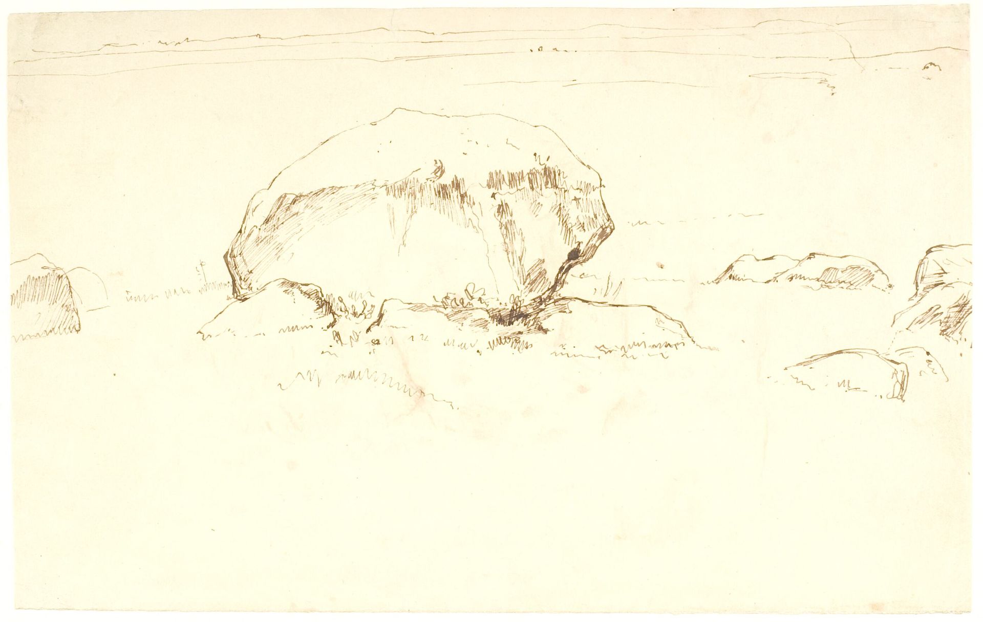 Kæmpehøj (formodentlig) på Brandsø by Dankvart Dreyer
