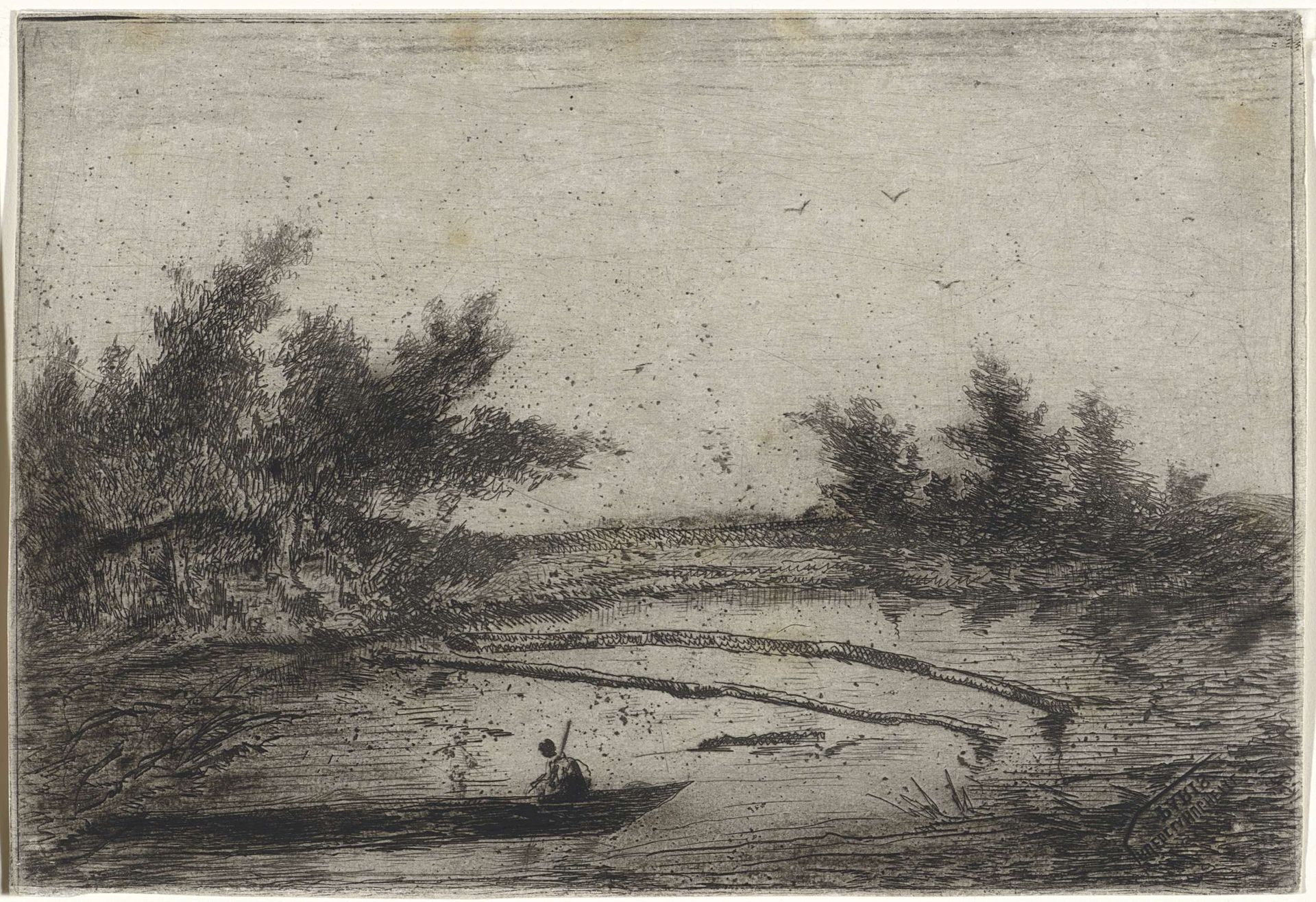 Klein meer met boot en twee versperringen by Arnoud Schaepkens