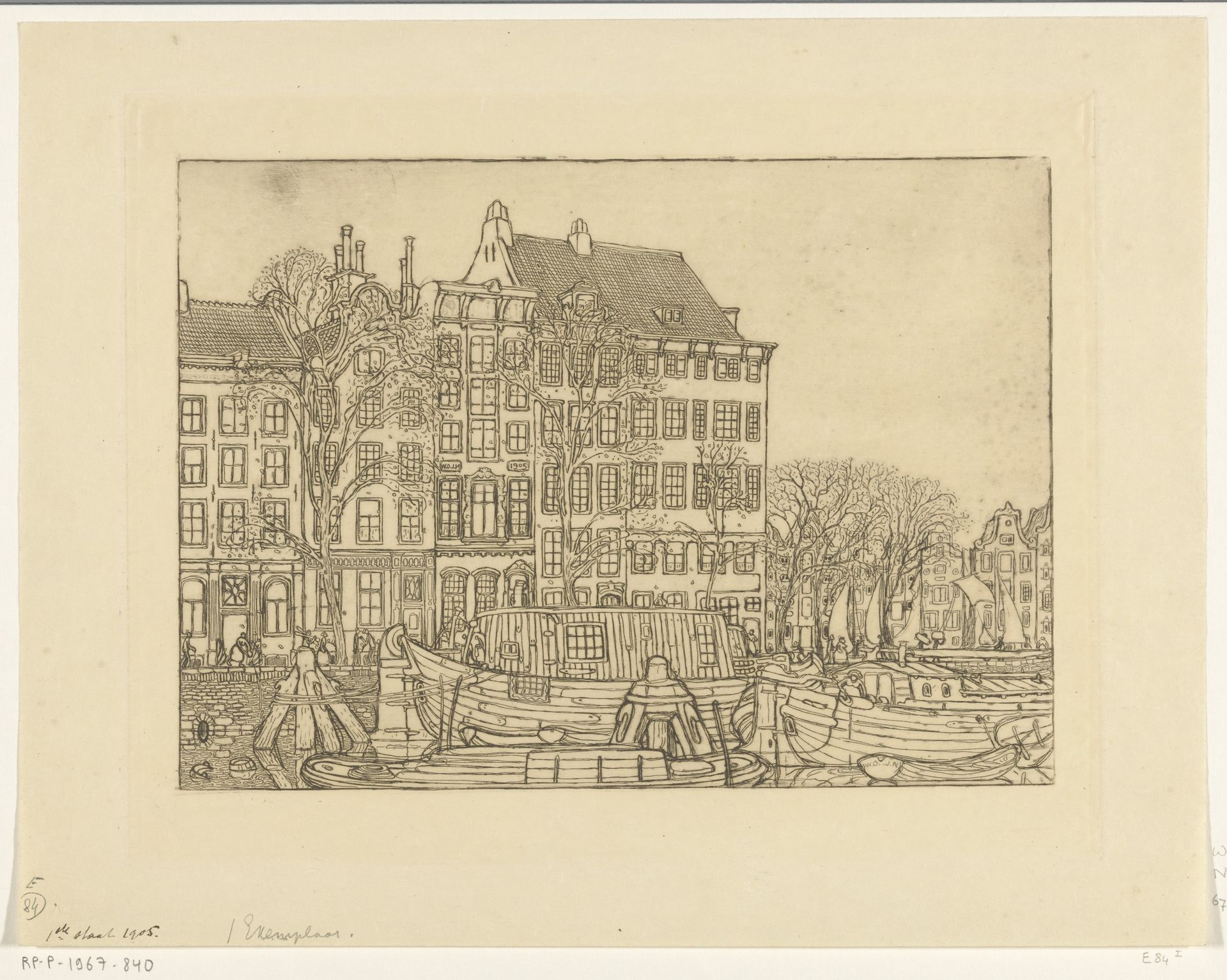 Huizen aan de Prins Hendrikkade in Amsterdam by Wijnand Otto Jan Nieuwenkamp