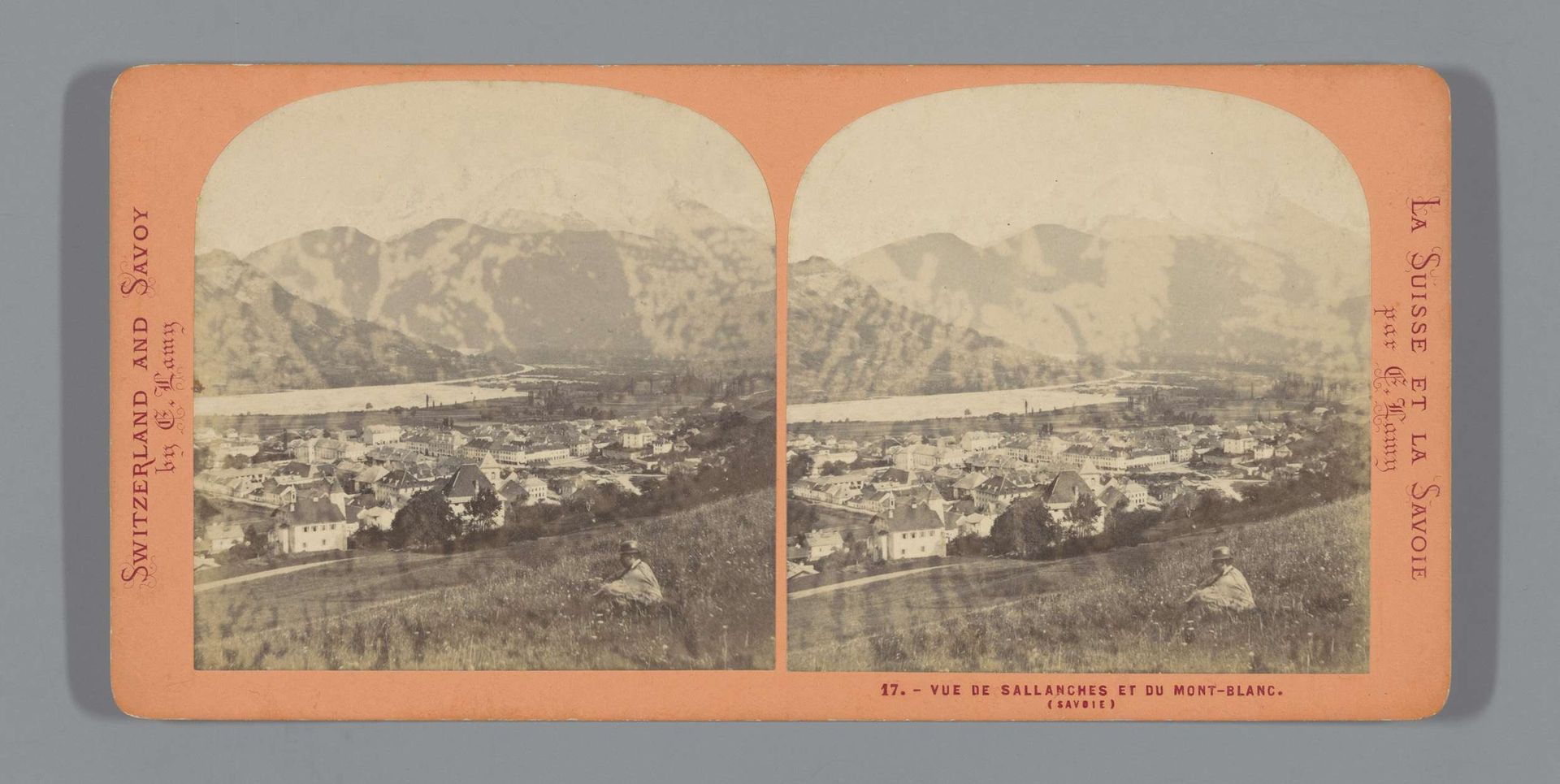 Gezicht op Sallanches, met op de achtergrond de Mont Blanc by Ernest Eléonor Pierre Lamy