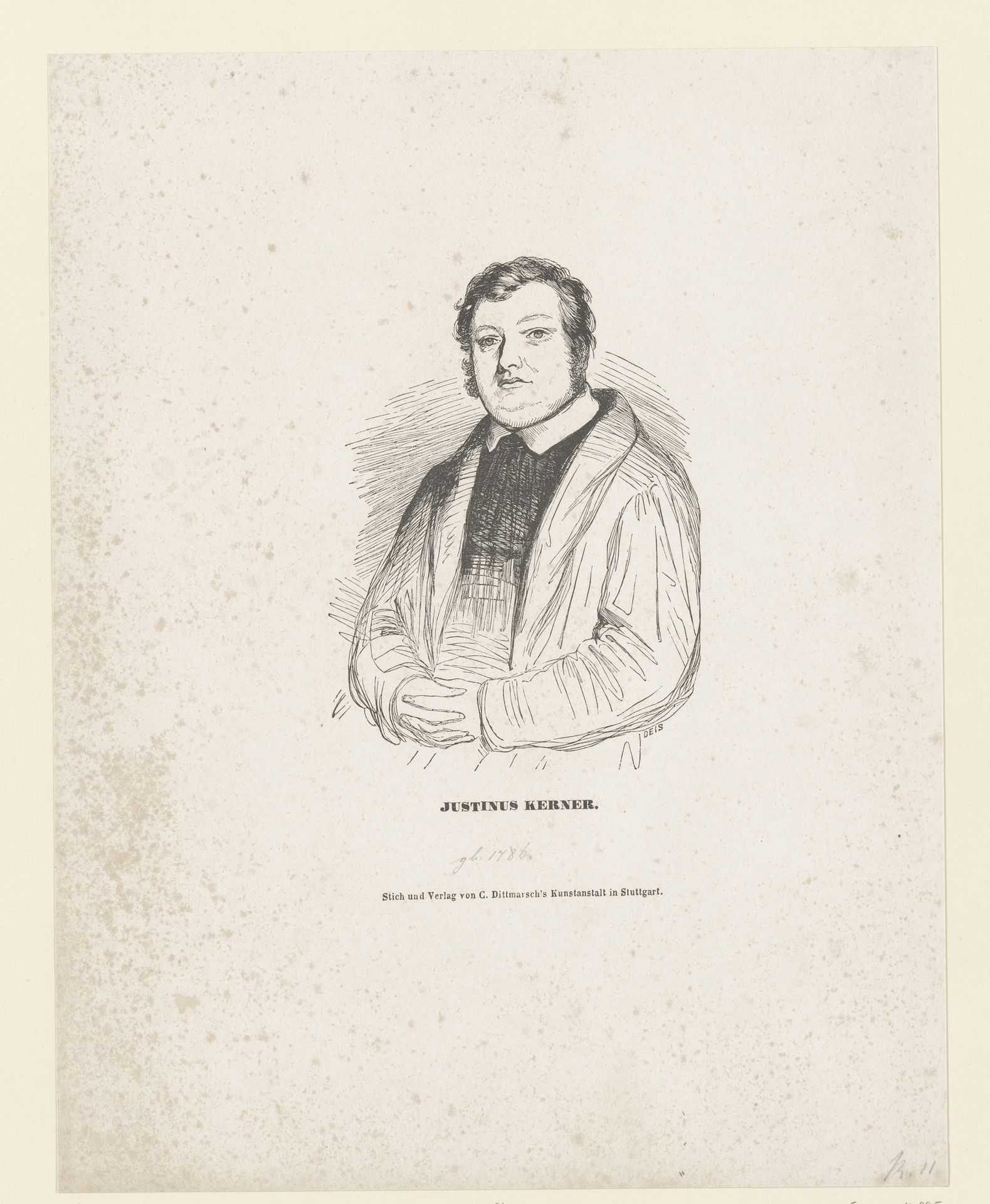 Portret van Justinus Andreas Christian Kerner by C. Dittmarsch
