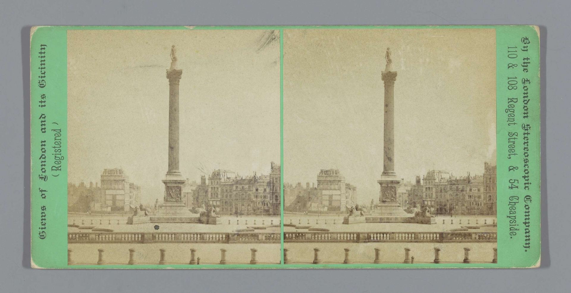 Gezicht op het Trafalgar Square in Londen by London Stereoscopic Company