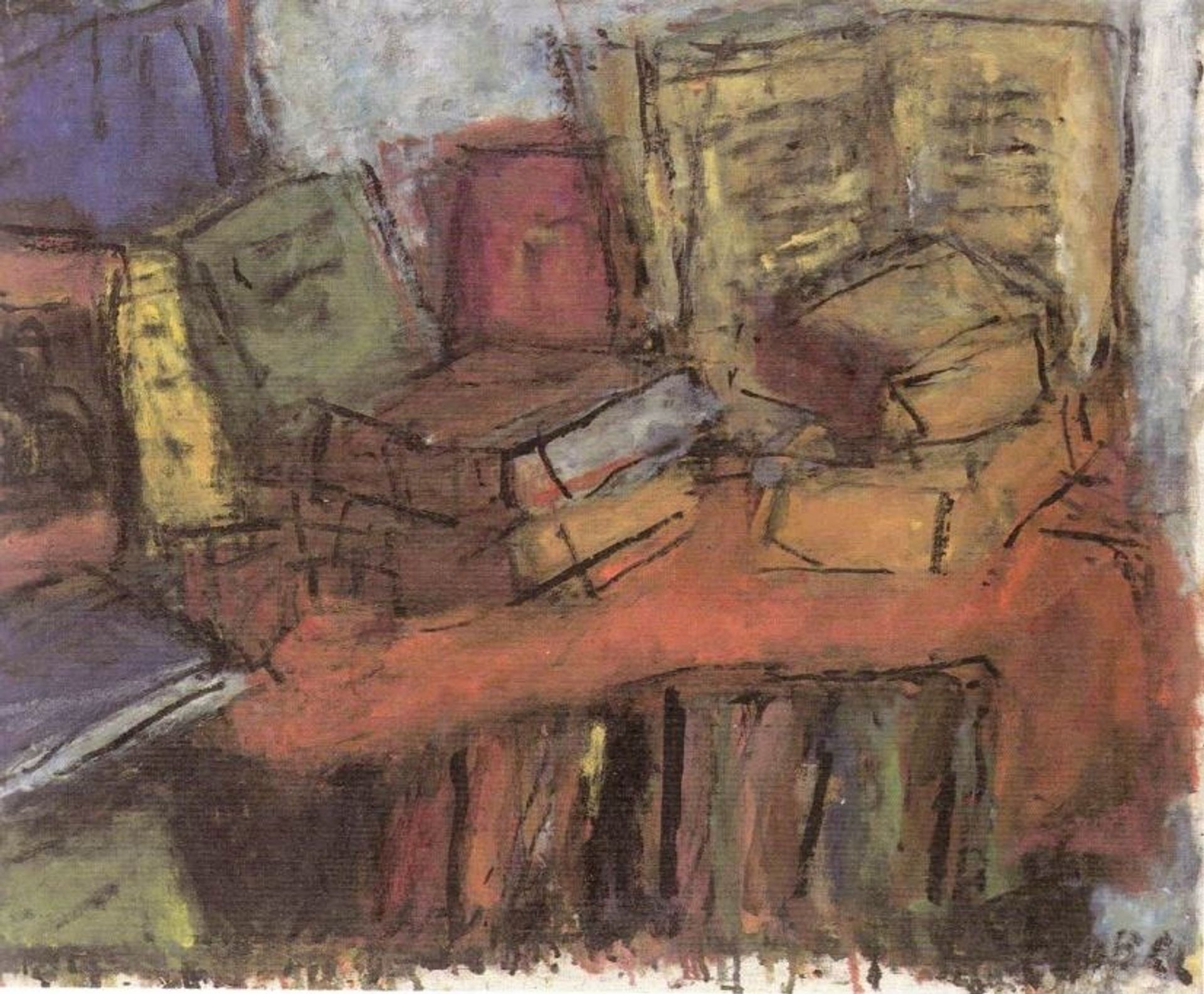 Bela Czobel, Table and Books 1962 by Bela Czobel