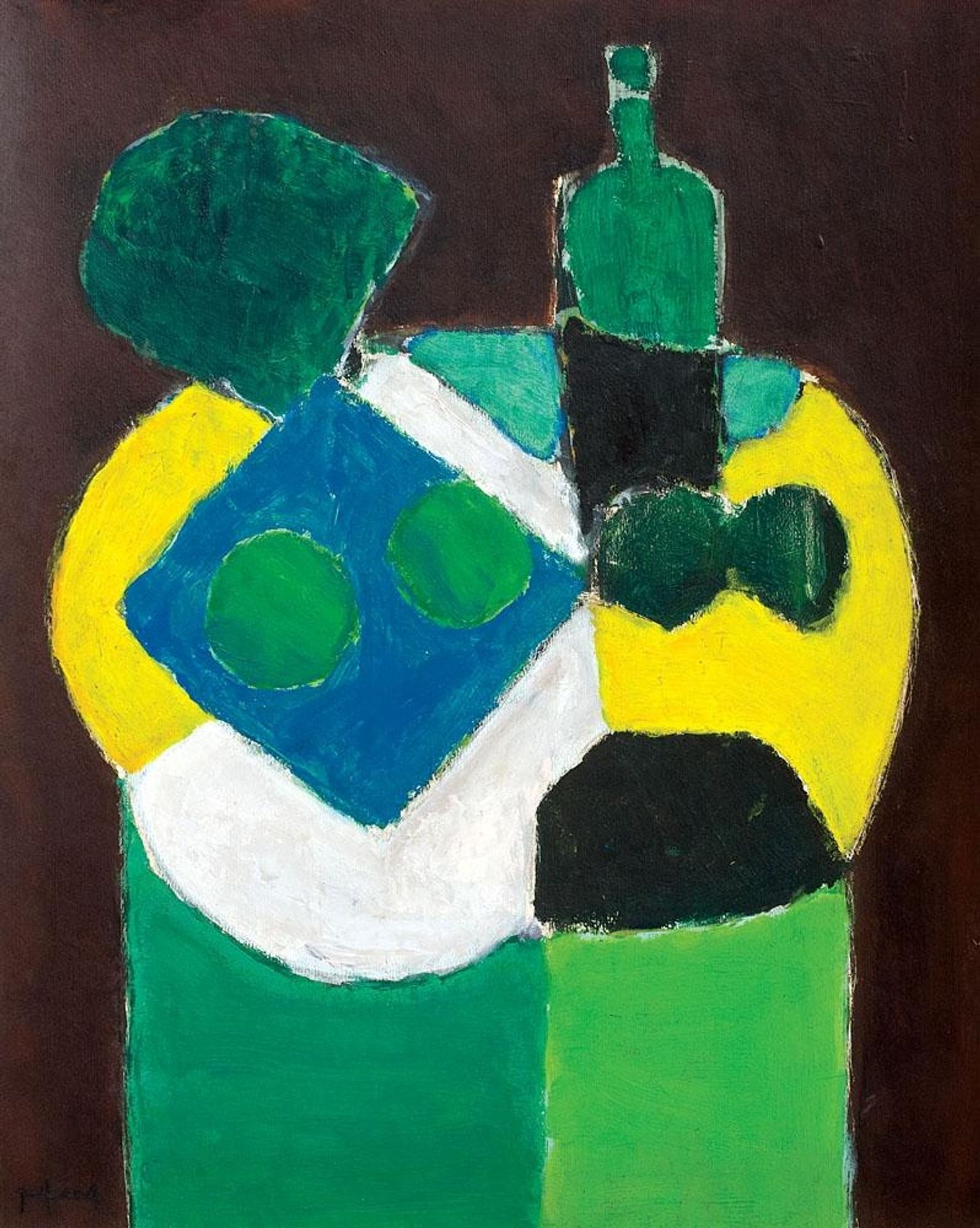 Gueridon With Green Bottle by Ion Pacea