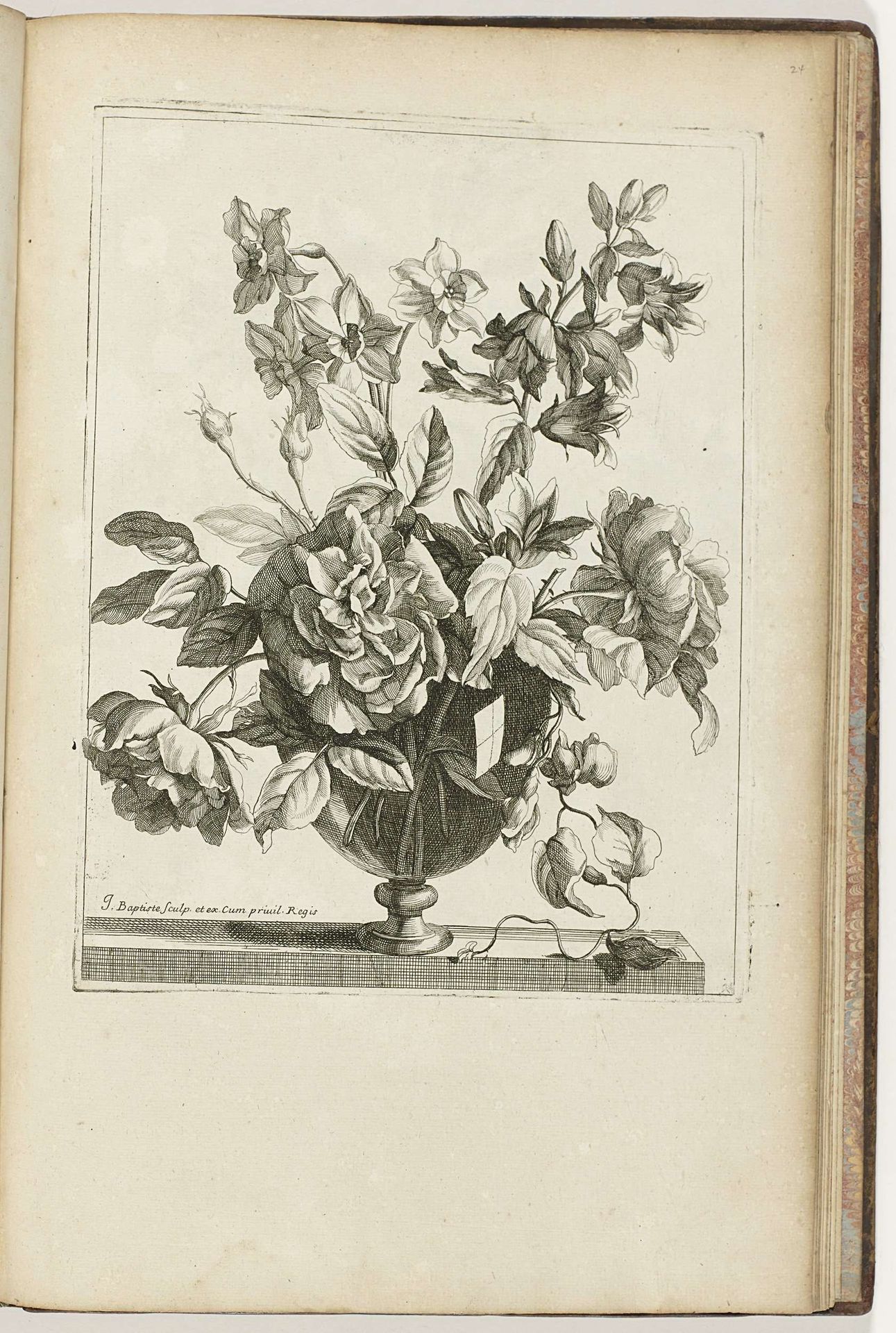 Boeket in glazen vaas by Jean-Baptiste Monnoyer