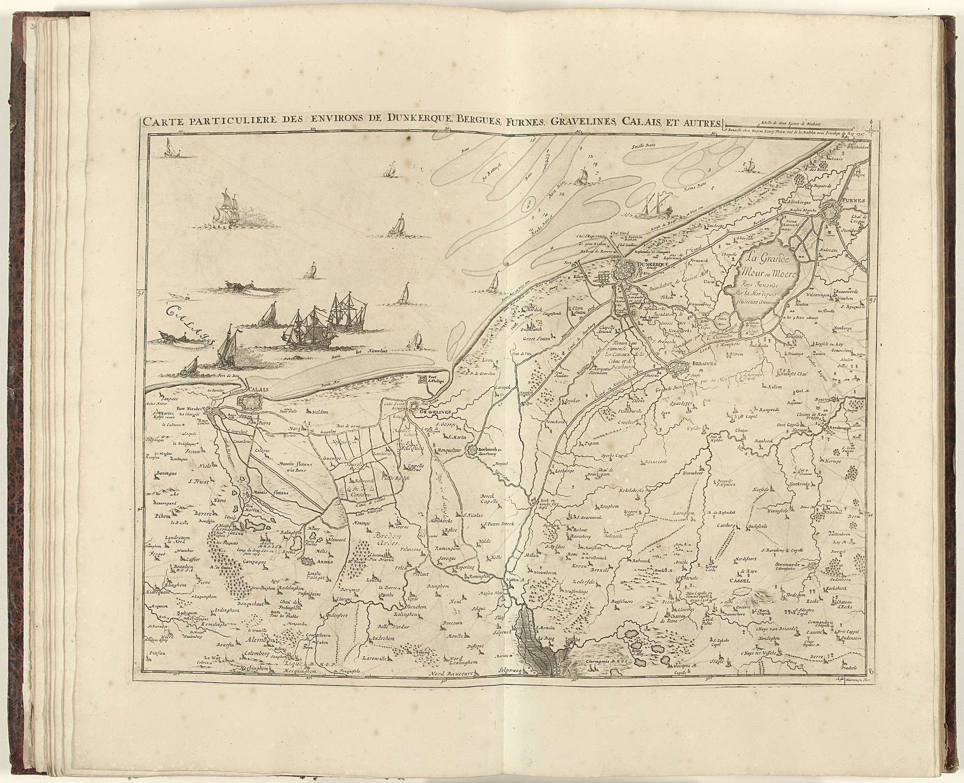 Kaart van de Noord-Franse kust, 1707 by Jacobus Harrewijn