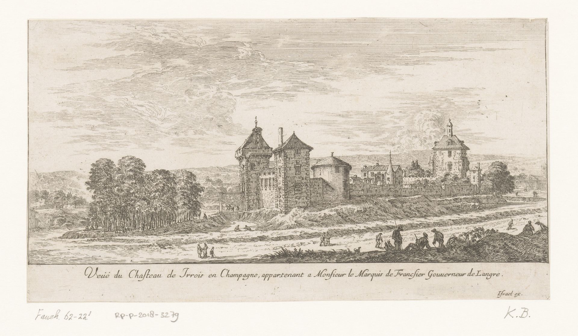 Gezicht op het kasteel van Irrois by Israel Silvestre