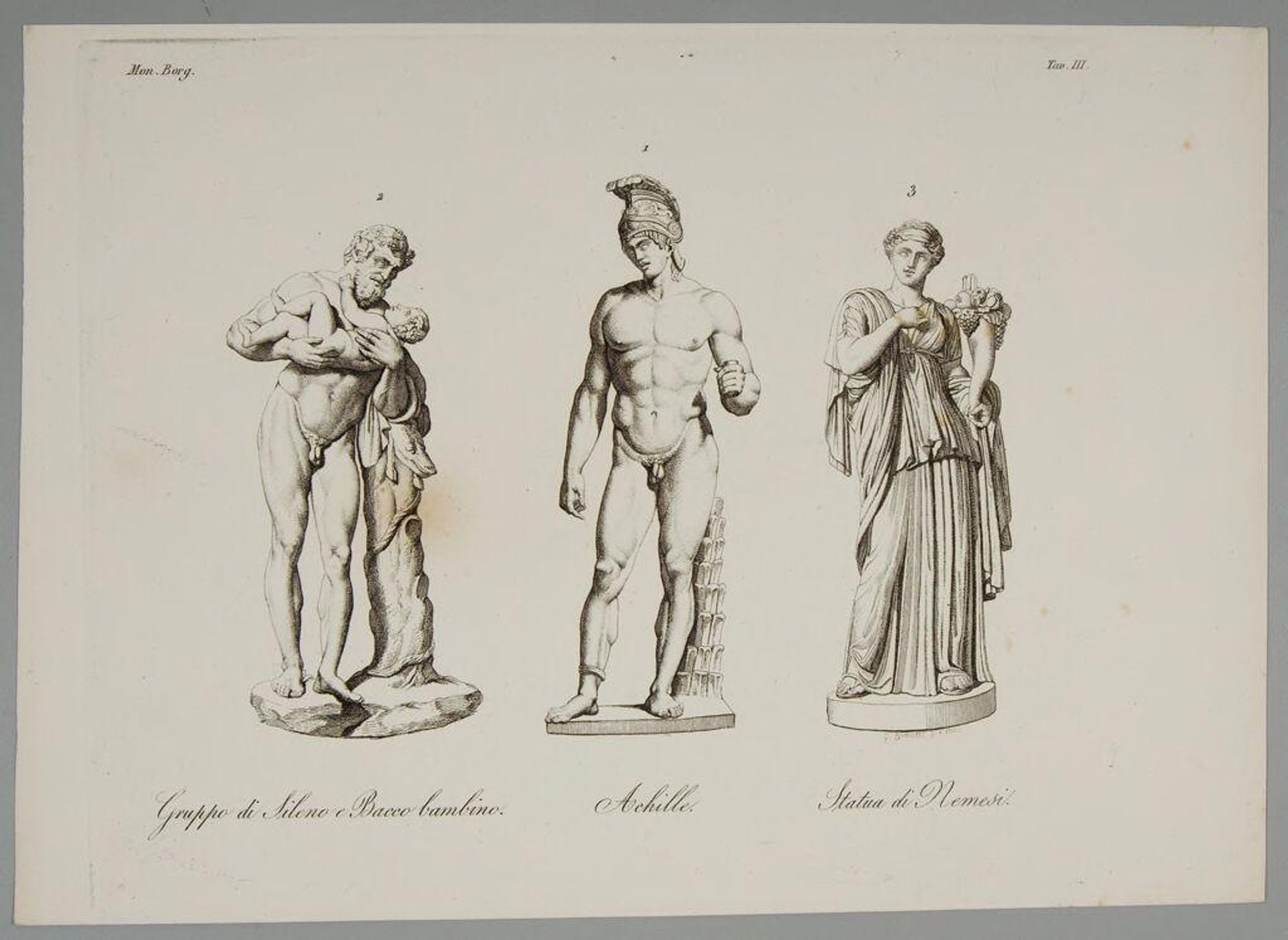 Silenus and the Infant Bacchus; Achilles; Nemesis by Gaetano Bonatti