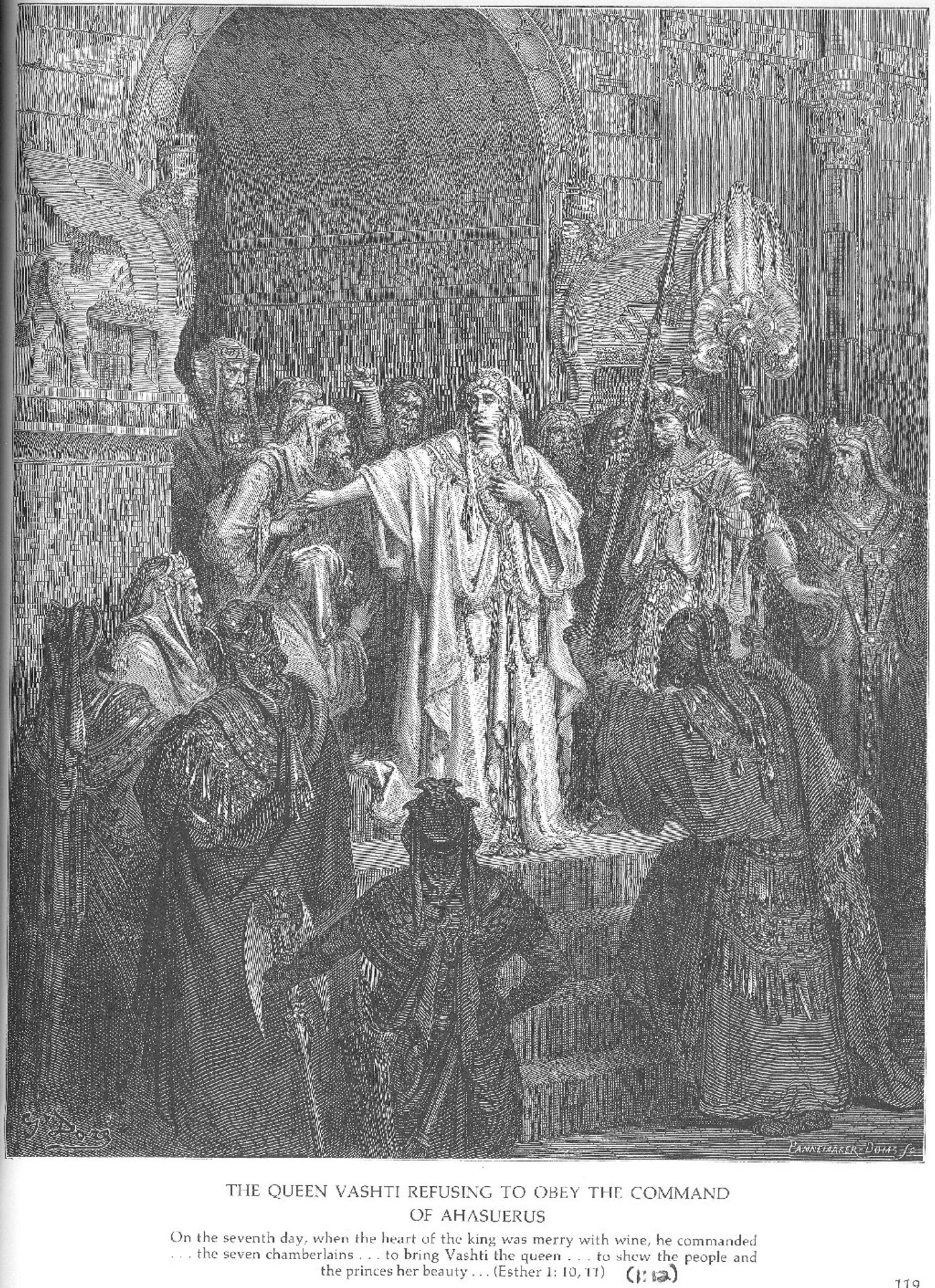Queen Vashti Refuses to Obey Ahasuerus' Command by Gustave Dore