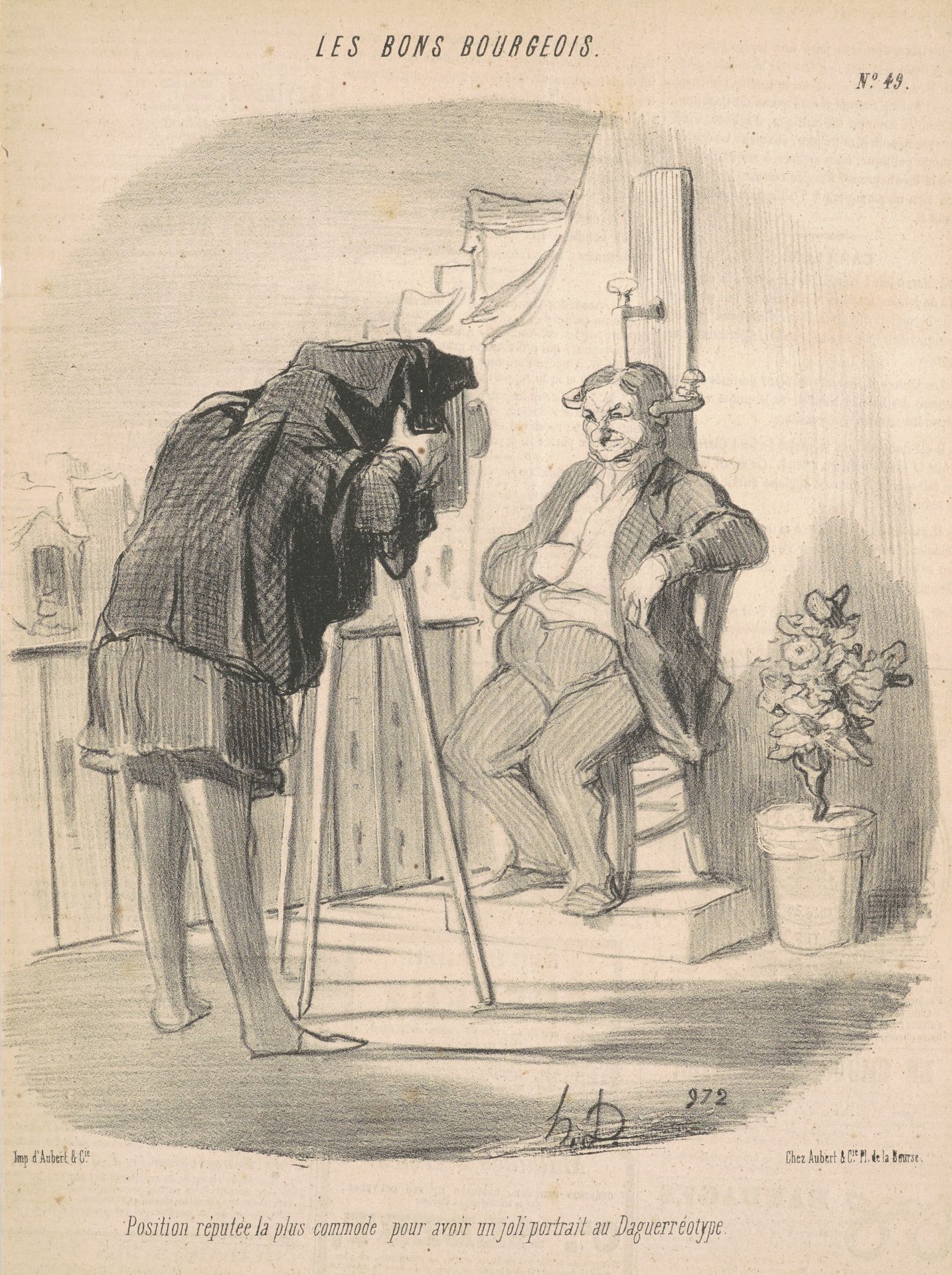 Position réputée la plus commode pour un portrait au daguerréotype by Honoré Daumier