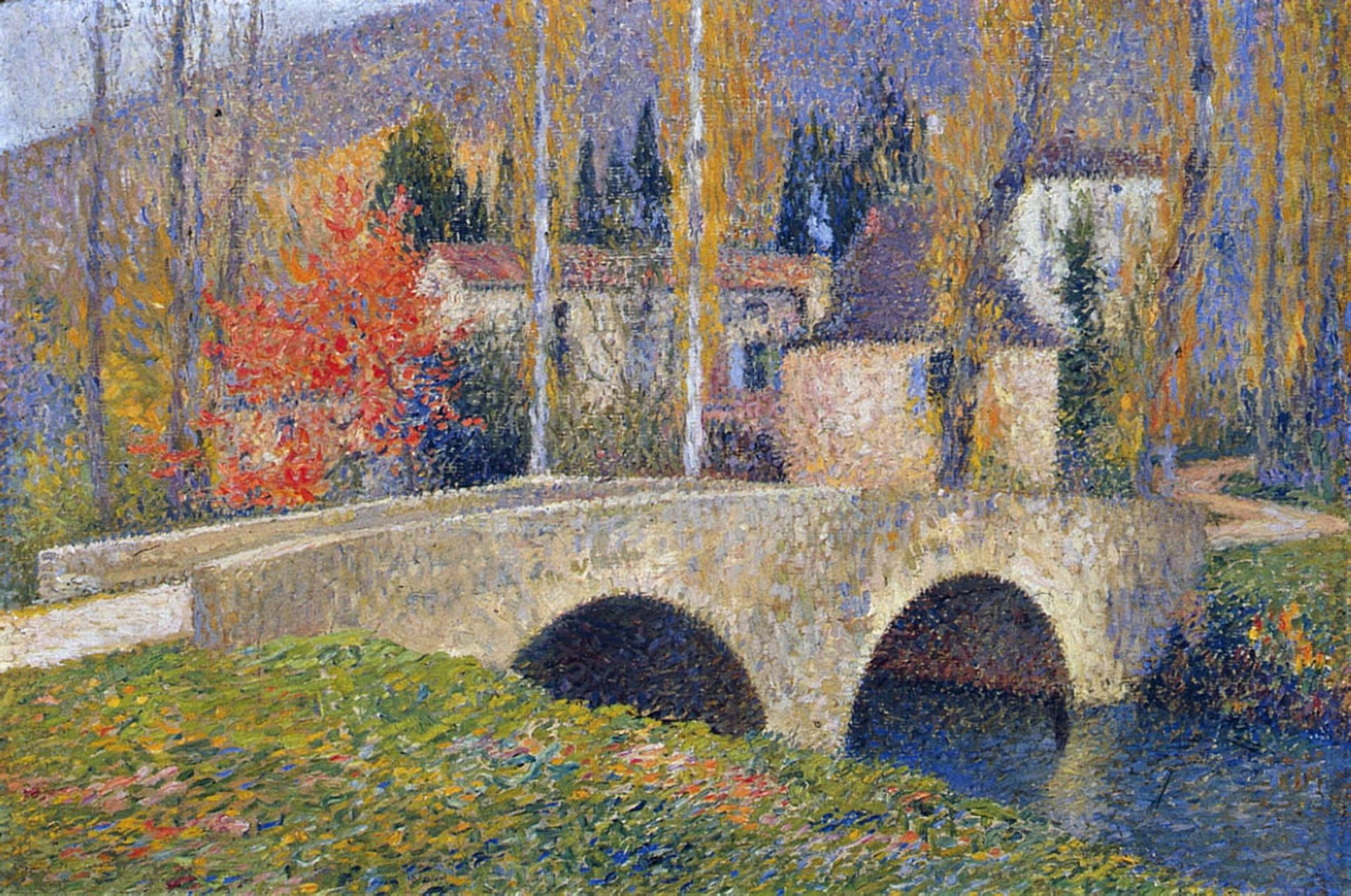 The Bridge in Labastide du Vert in Autumn by Henri Martin