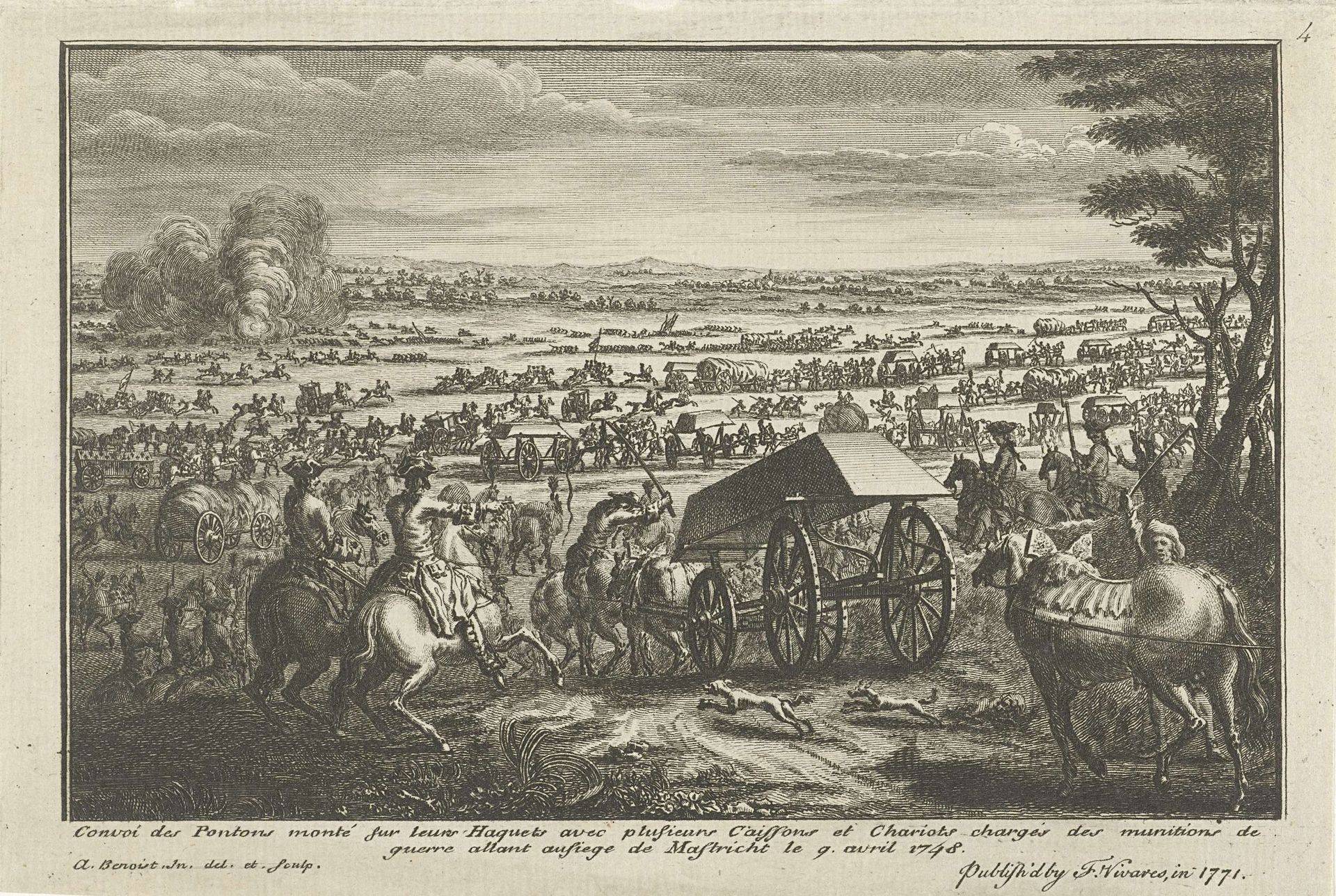 Frans legertransport naar Maastricht, 1747 by Antoine Benoist