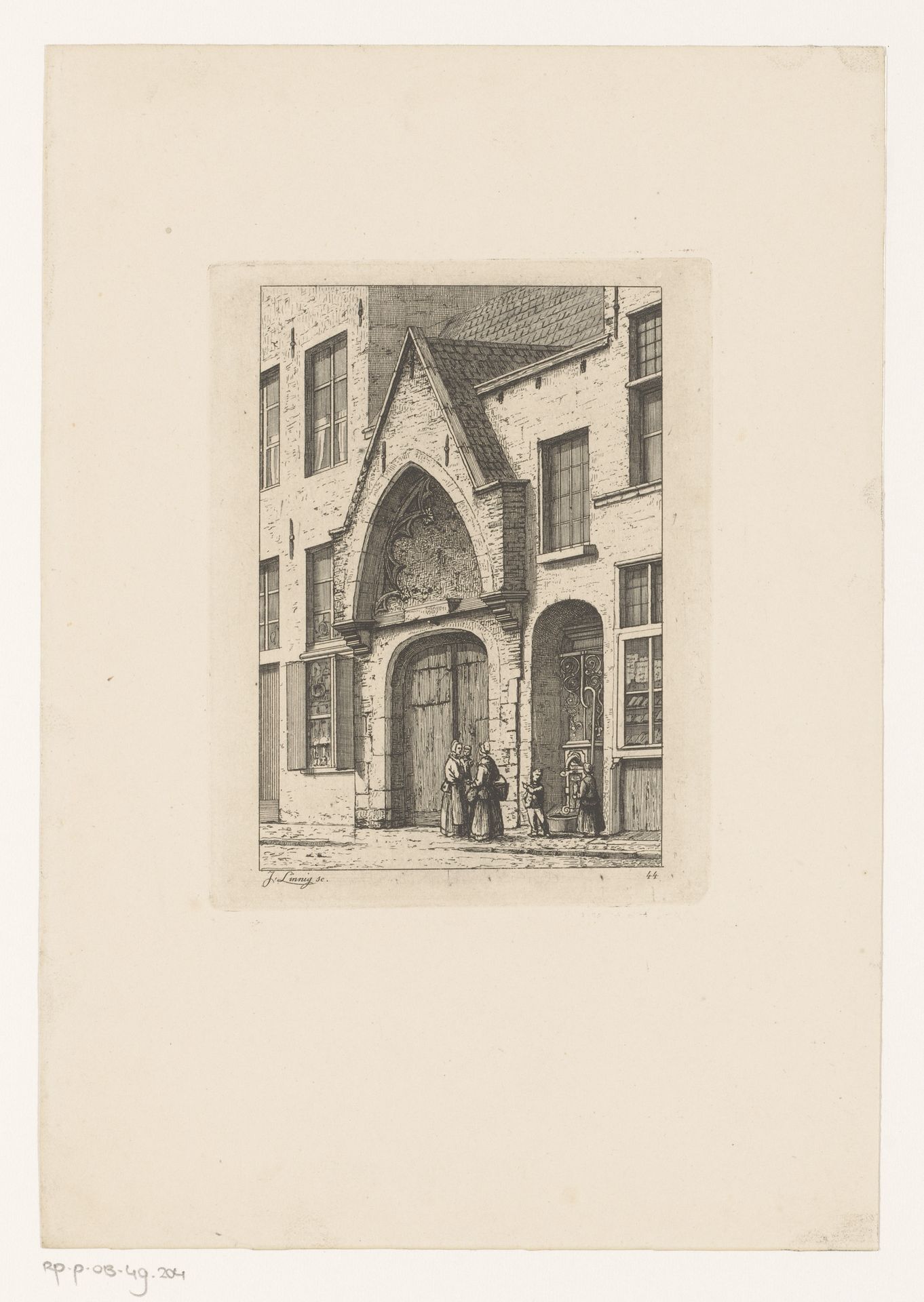 Ingang van het Sint-Julianusgasthuis in Antwerpen by Jean Théodore Joseph Linnig
