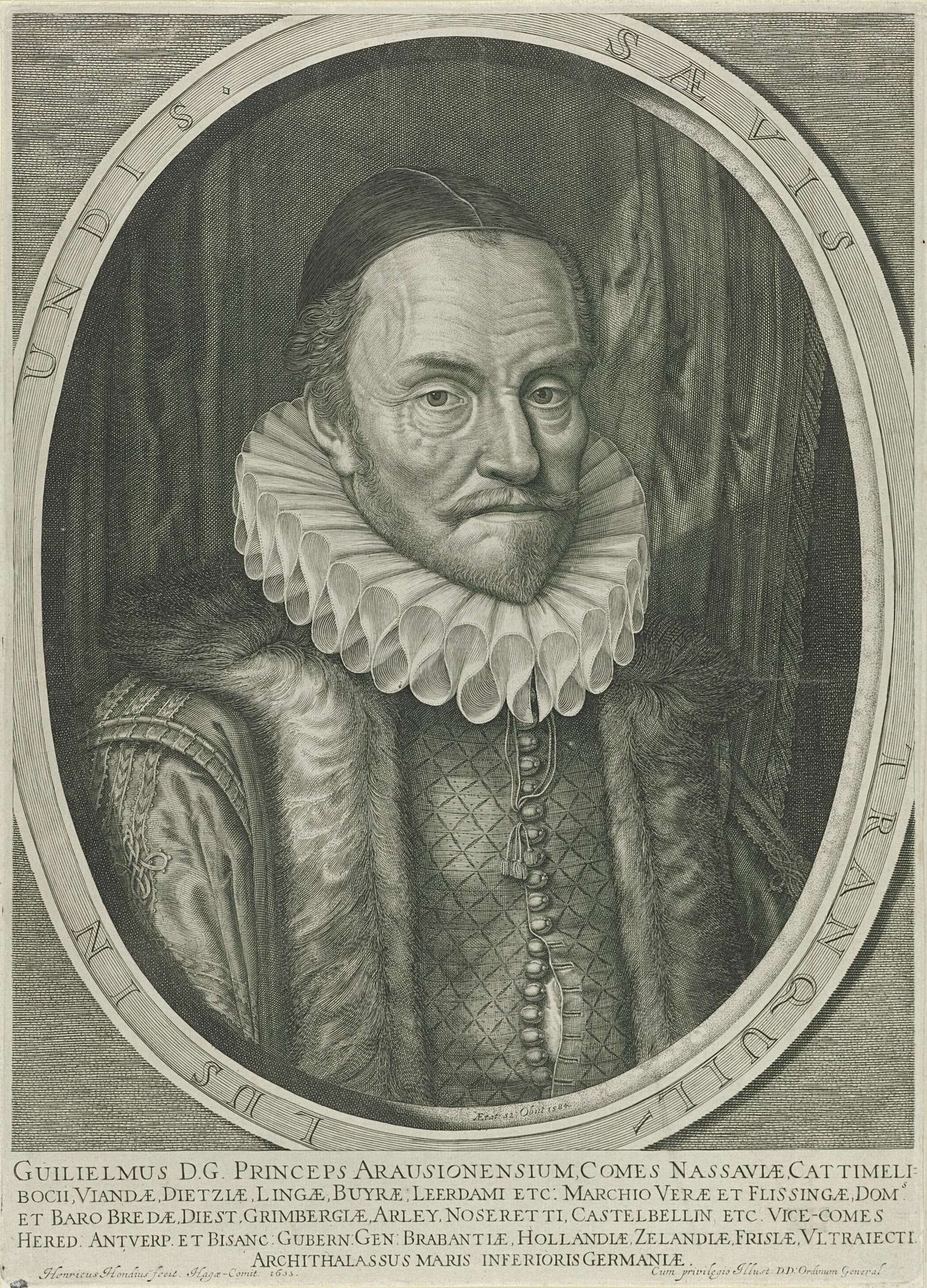 Portret van Willem I, prins van Oranje, op 52-jarige leeftijd by Hendrick Hondius I