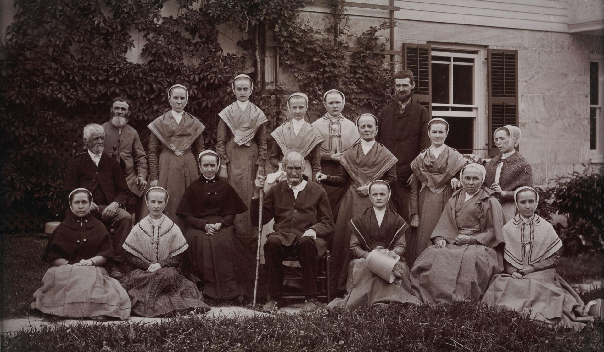 Social Revolution (?): United States. New York. Mt. Lebanon. Shaker Communities: Shaker Communities, United States: I. Elder Evans and family group. by James E. West