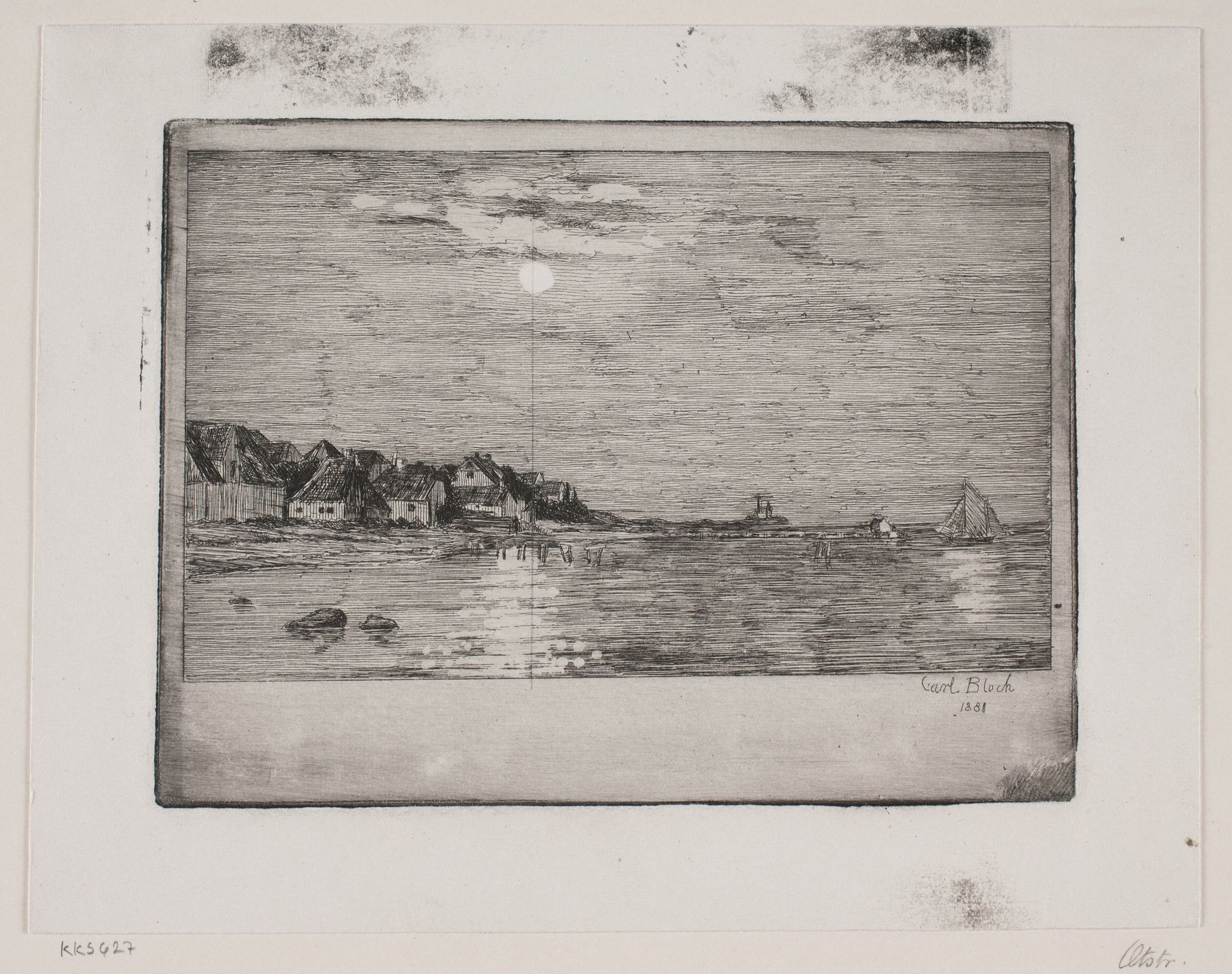 Strandparti ved Hellebæk. Måneskin by Carl Bloch