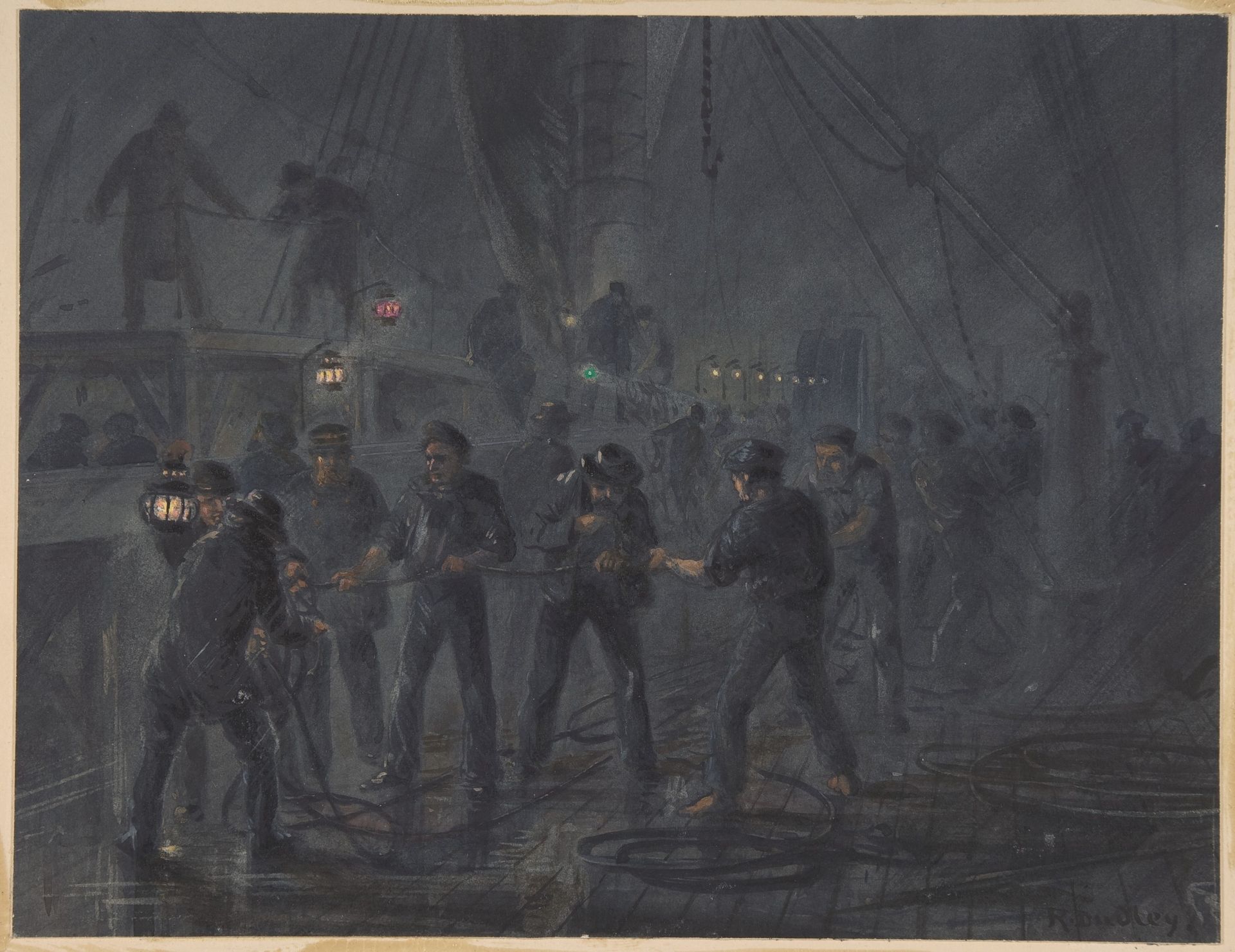 A Night Scene. The Cable Entangled and Nearly Broken, July 18th, 1866 by Robert Charles Dudley