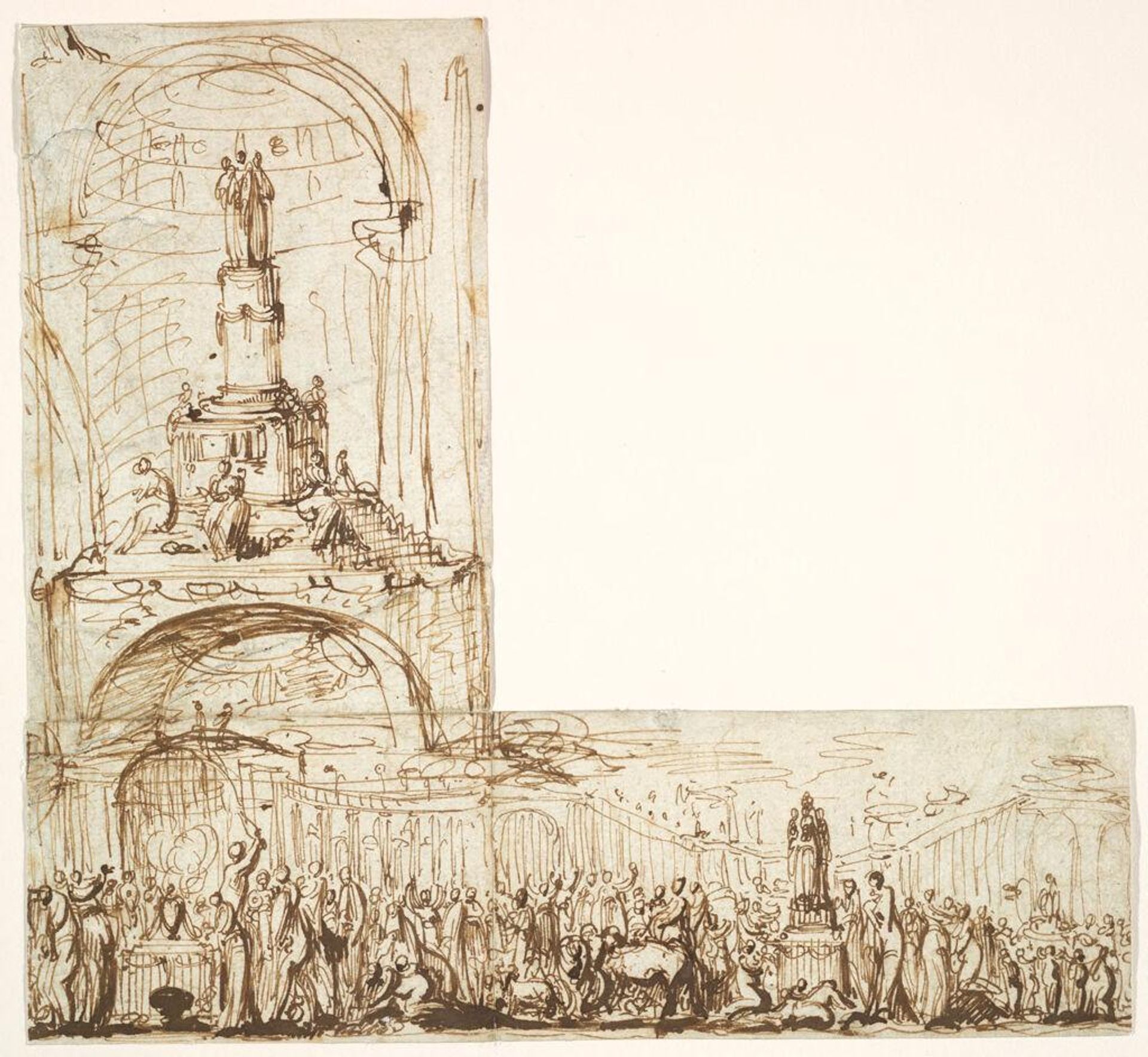 Architectural Studies: A Monument and an Ancient Sacrifice by Gabriel Jacques de Saint-Aubin
