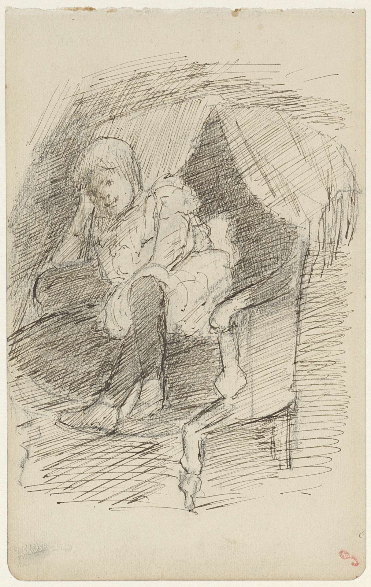 Meisje in een stoel by Jozef Israëls