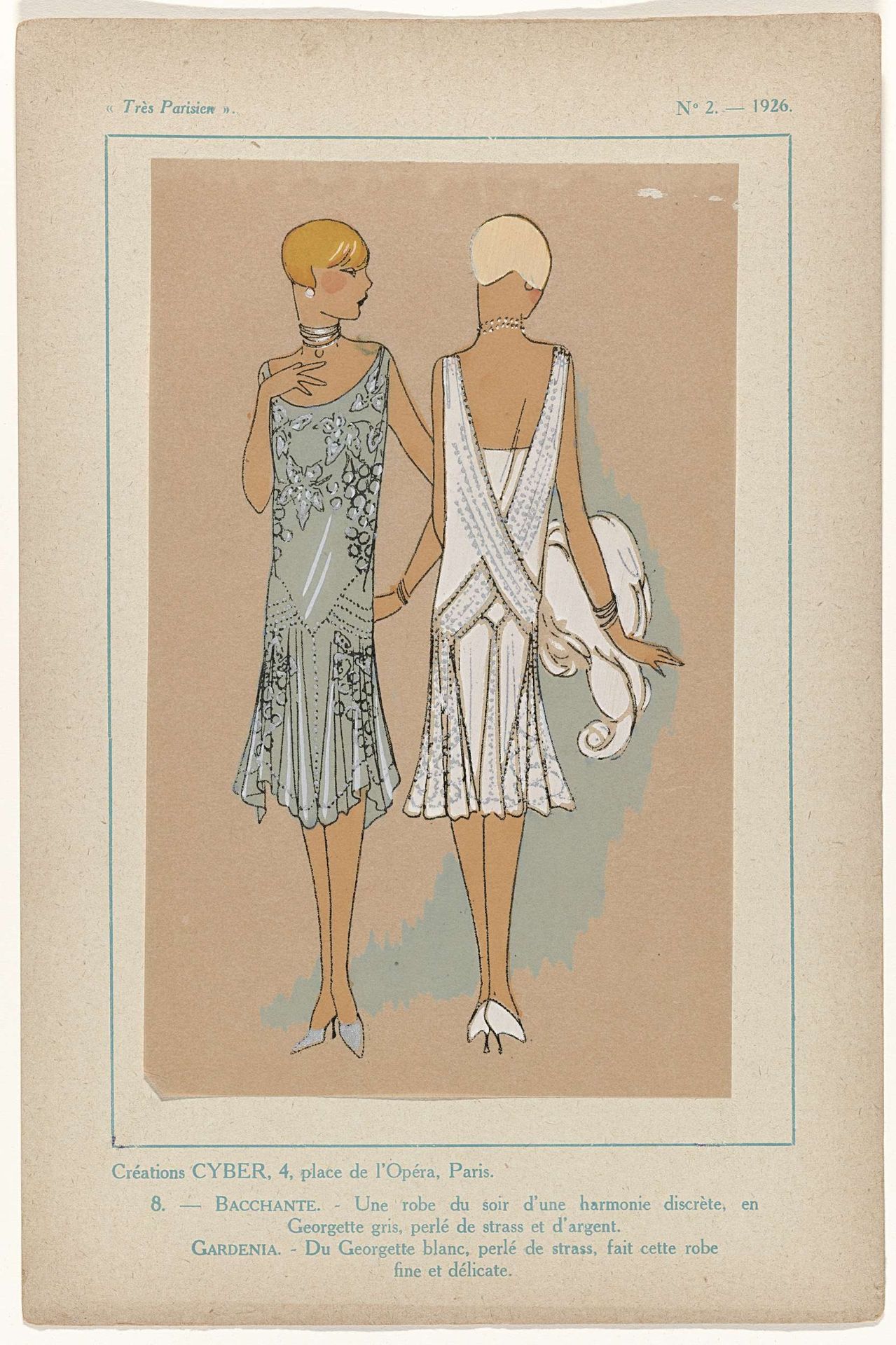 Très Parisien, 1926, No.  2, Pl. 8: Créations CYBER - BACCHANTE by G-P. Joumard