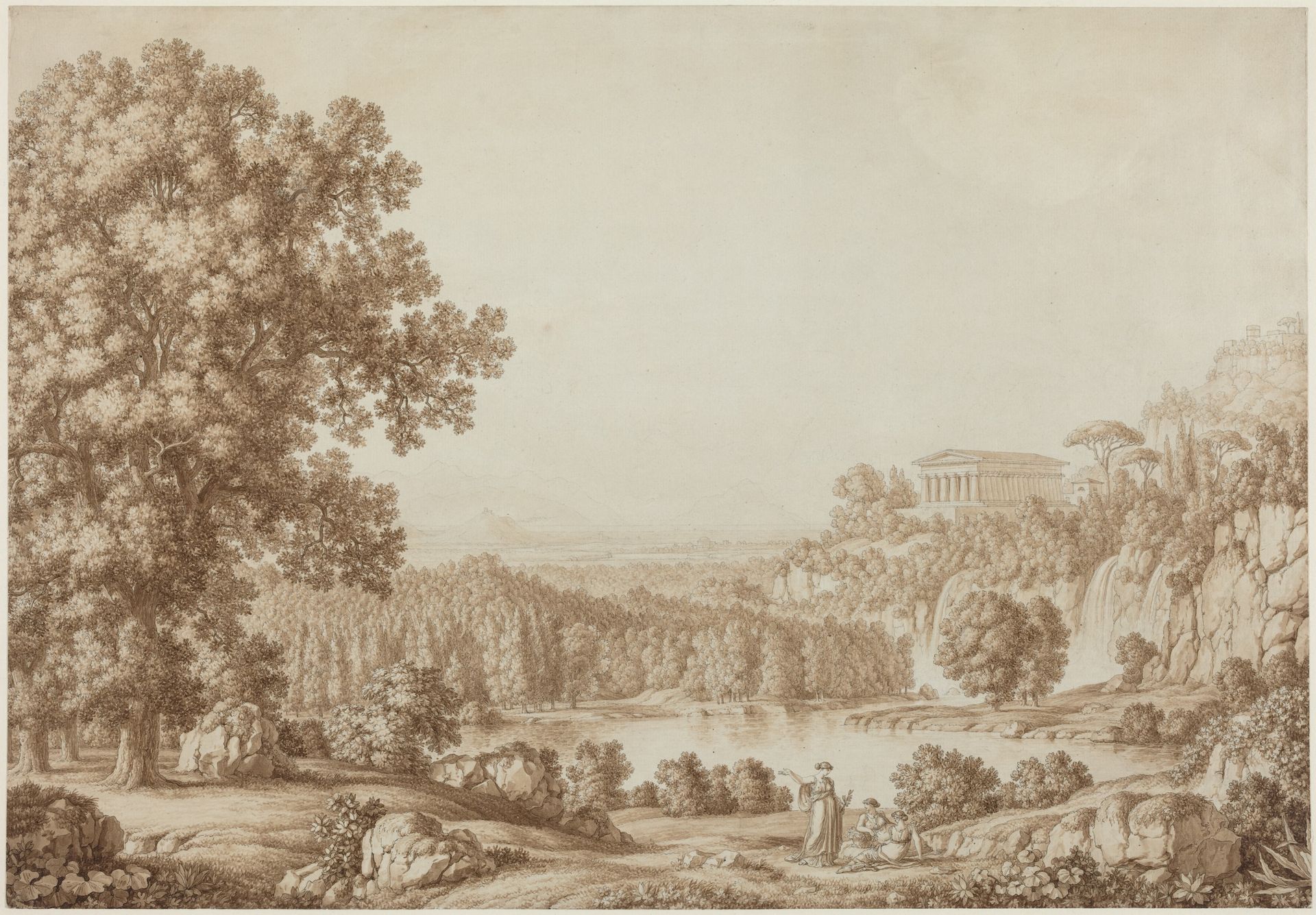 Arcadian Landscape with a Doric Temple by Christoph Heinrich Kniep